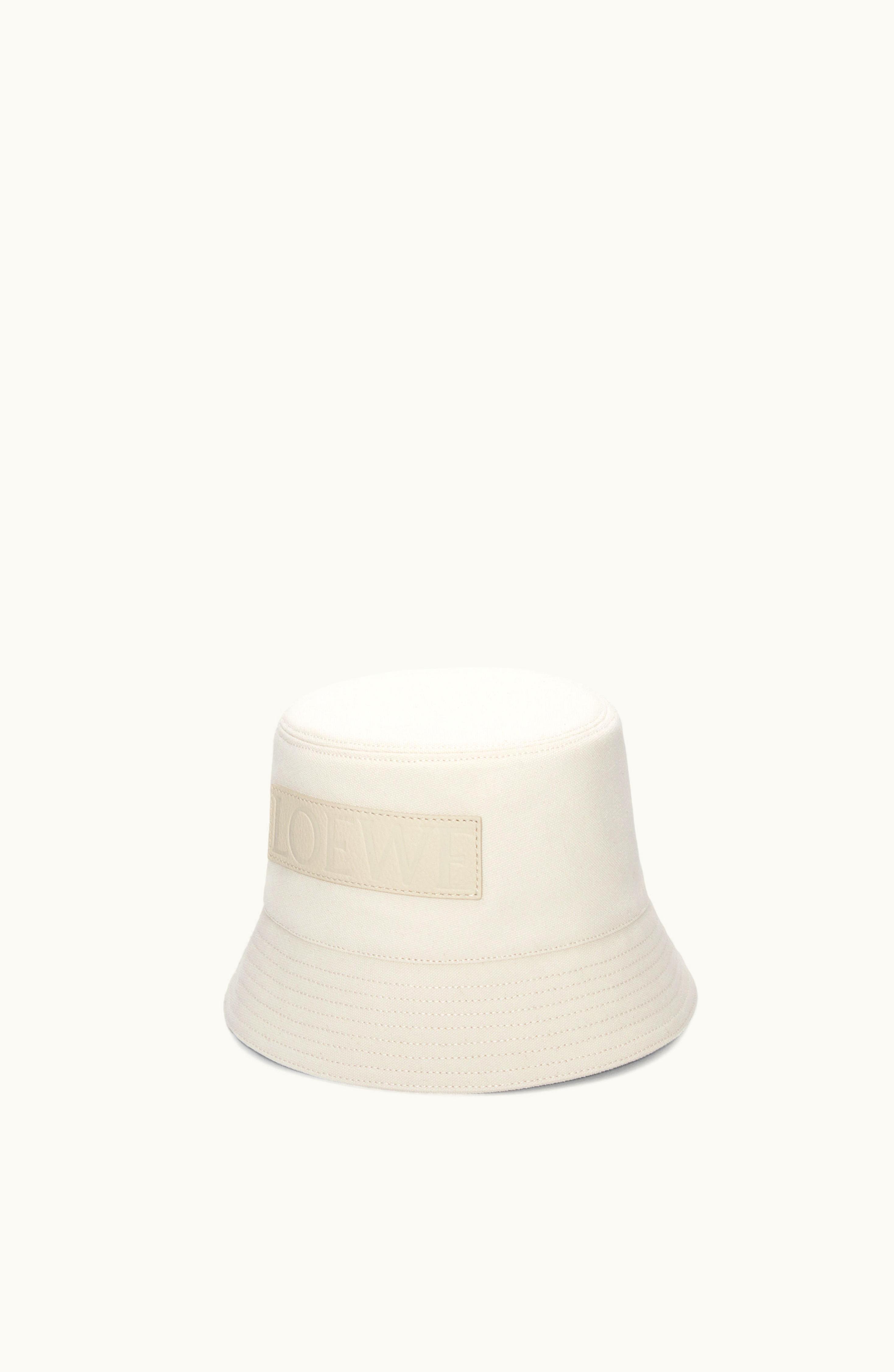 Loewe Loewe Bucket Hat In Canvas And Calfskin Soft White