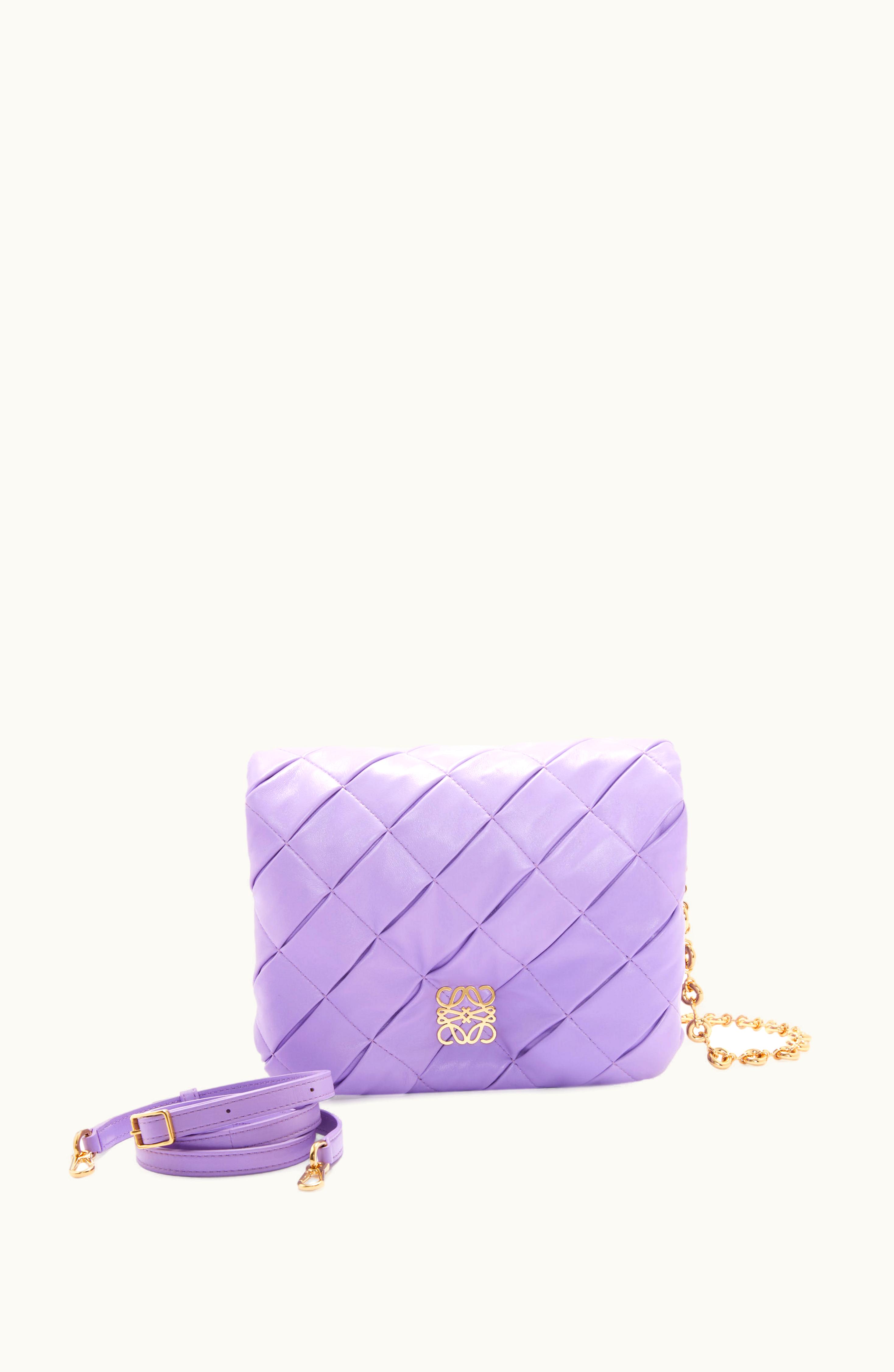 Loewe Loewe Puffer Goya In Pleated Shiny Nappa Lambskin Light Mauve