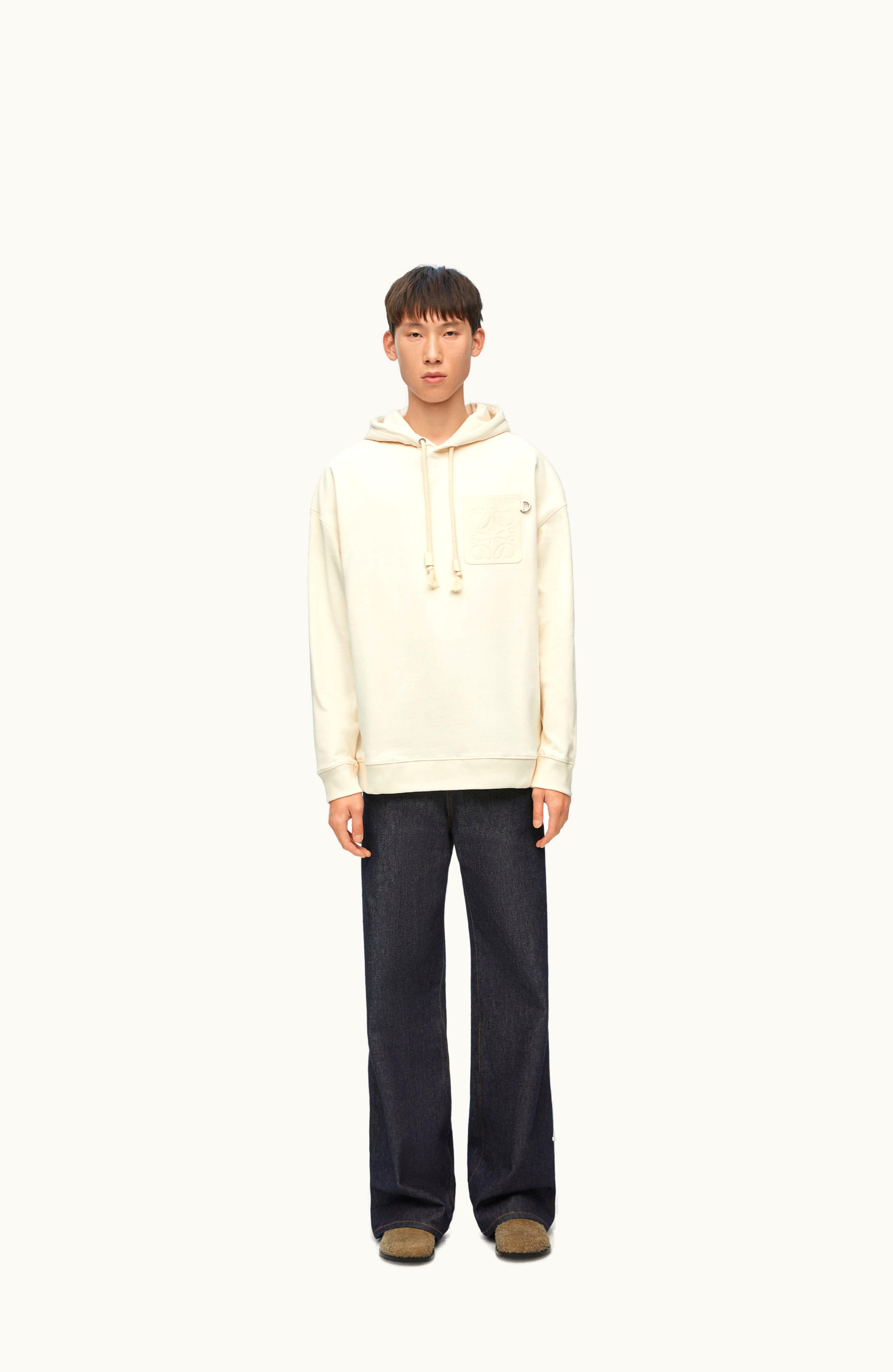 Loewe Loewe Relaxed Fit Hoodie In Cotton White Ash - Cotton Fleece Hoodie White Ash