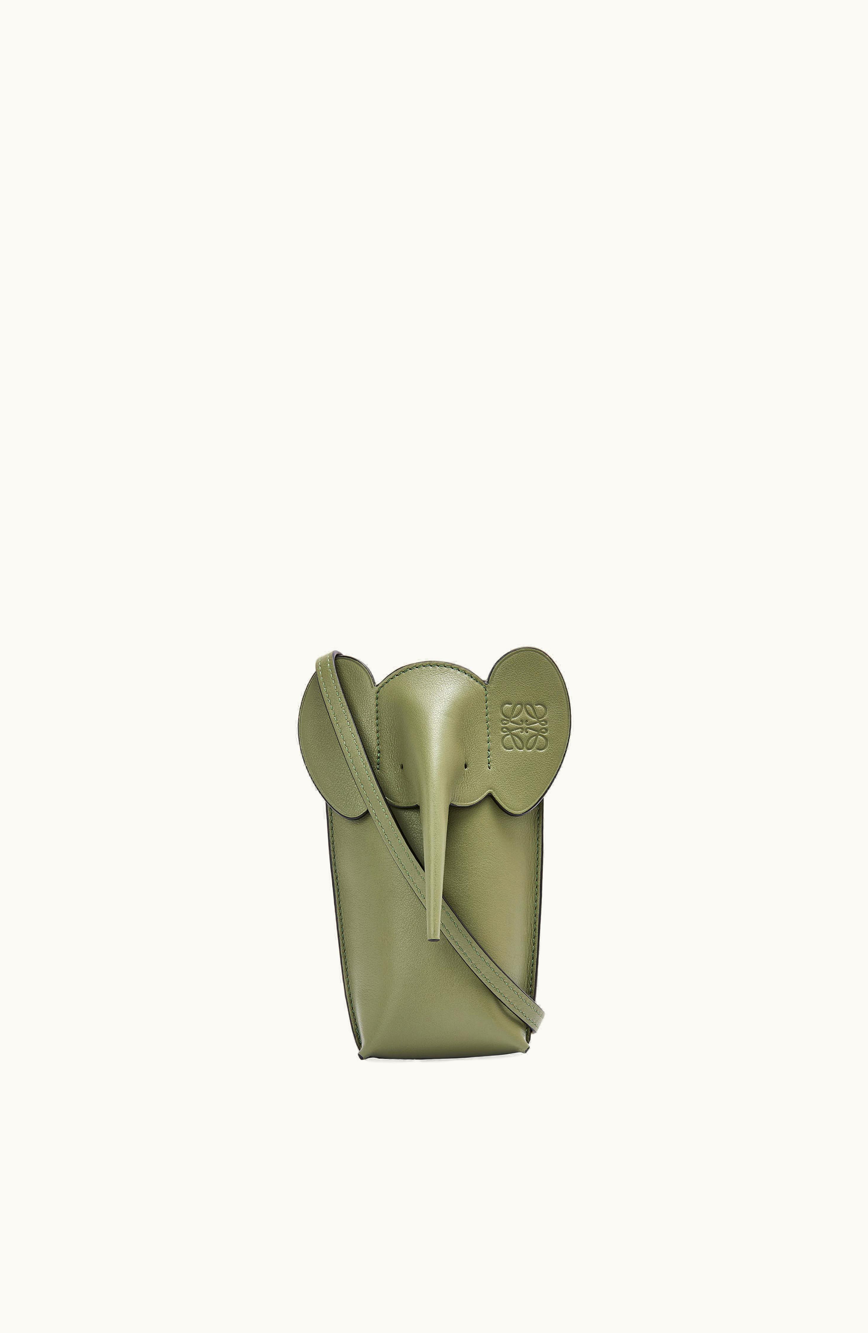 Loewe Loewe Elephant Pocket In Classic Calfskin Avocado Green