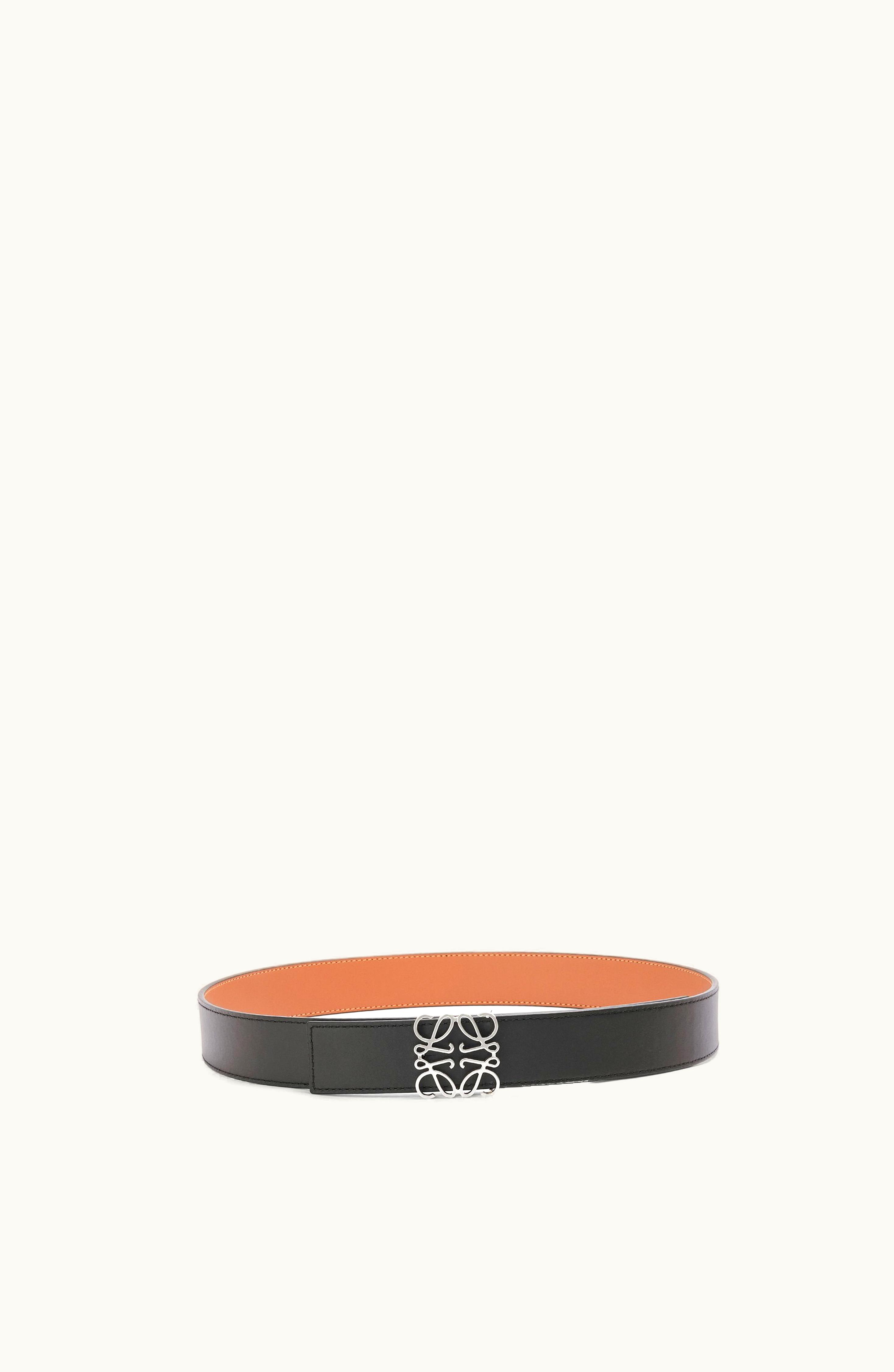 Loewe Loewe Anagram Buckle Reversible Belt In Smooth Calfskin Black / Tan / Palladium