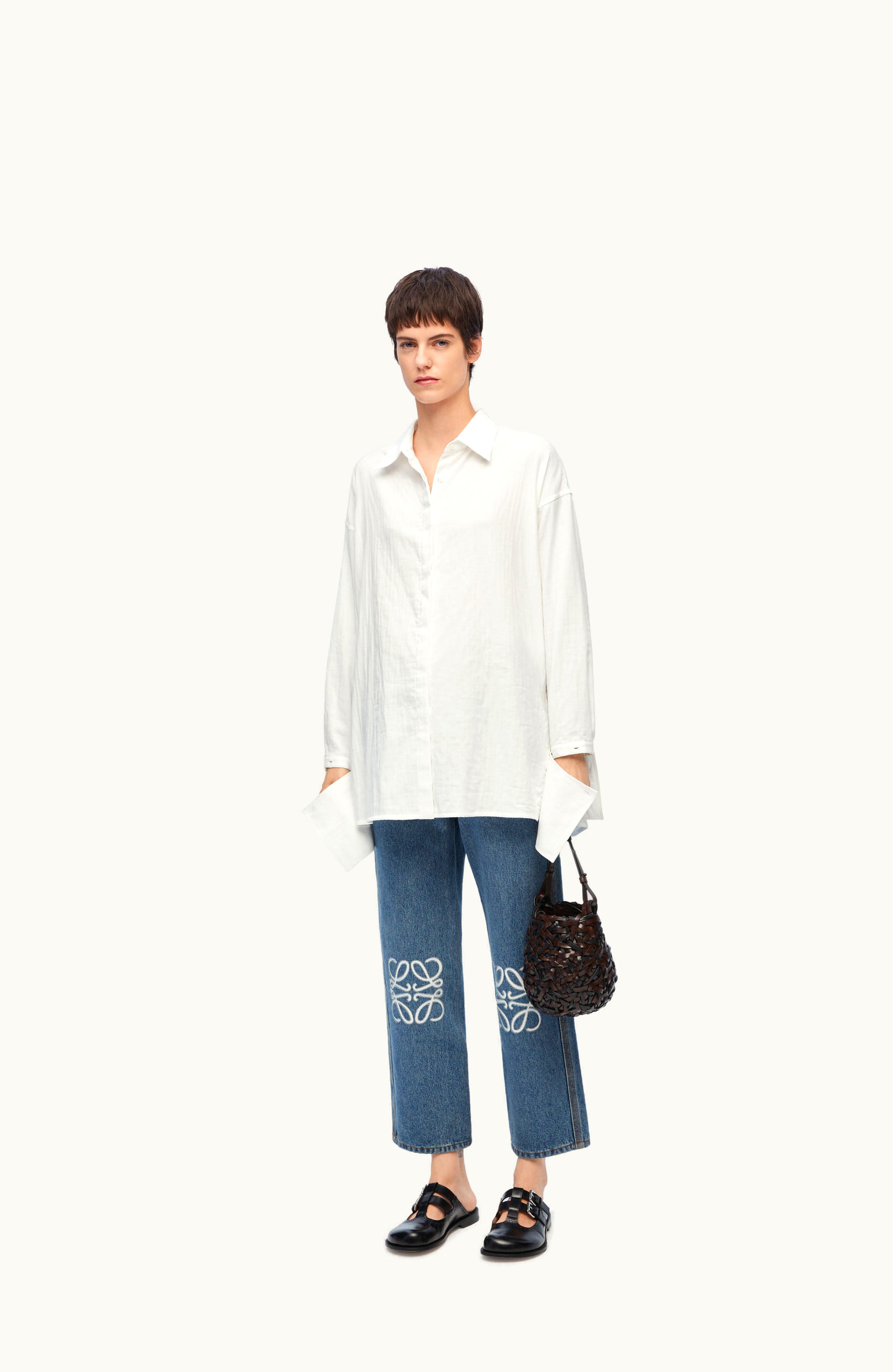 Loewe Loewe Anagram Cropped Jeans In Denim Mid Blue Denim