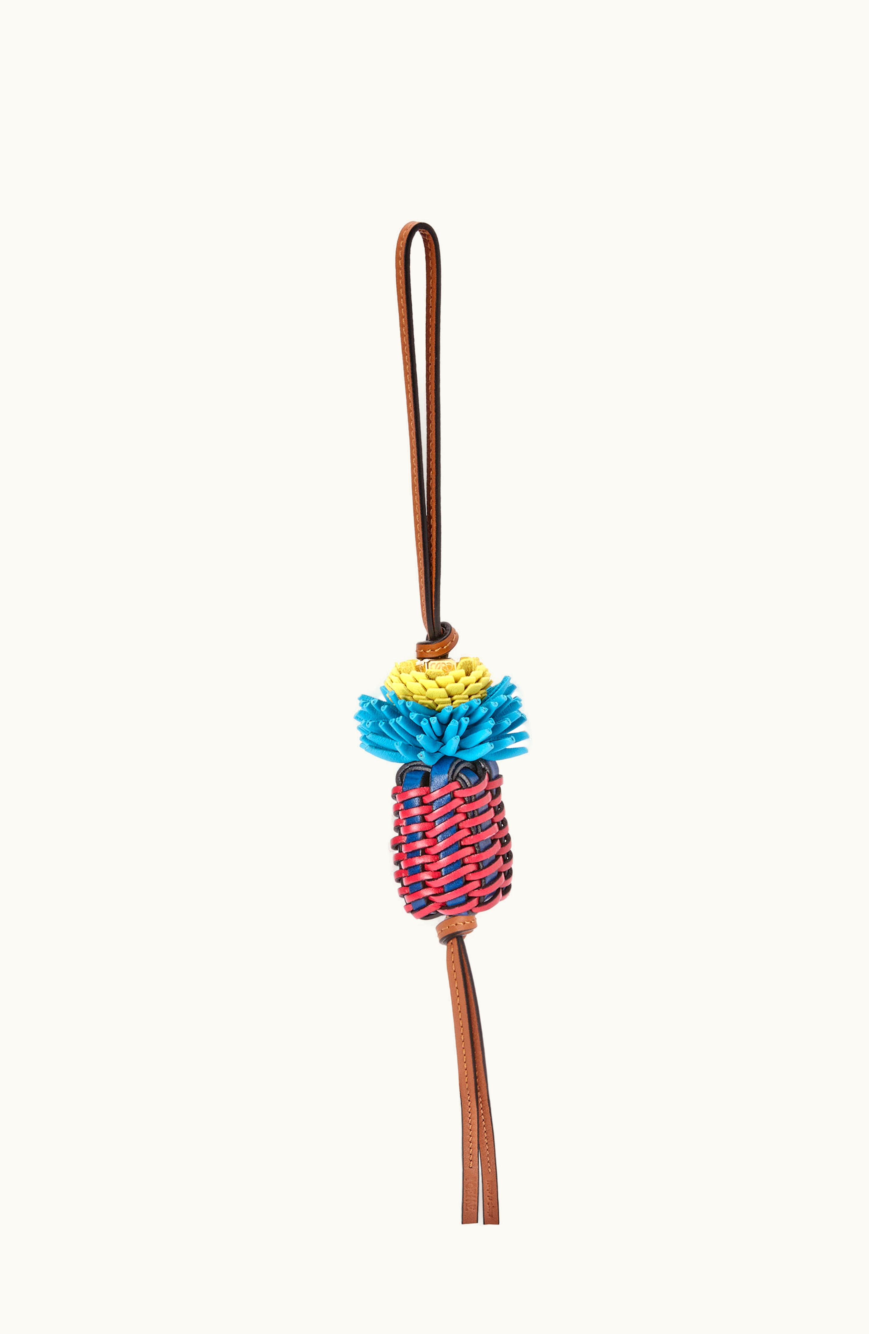 Loewe Loewe Woven Cactus Charm In Box Calf Pink / Blue
