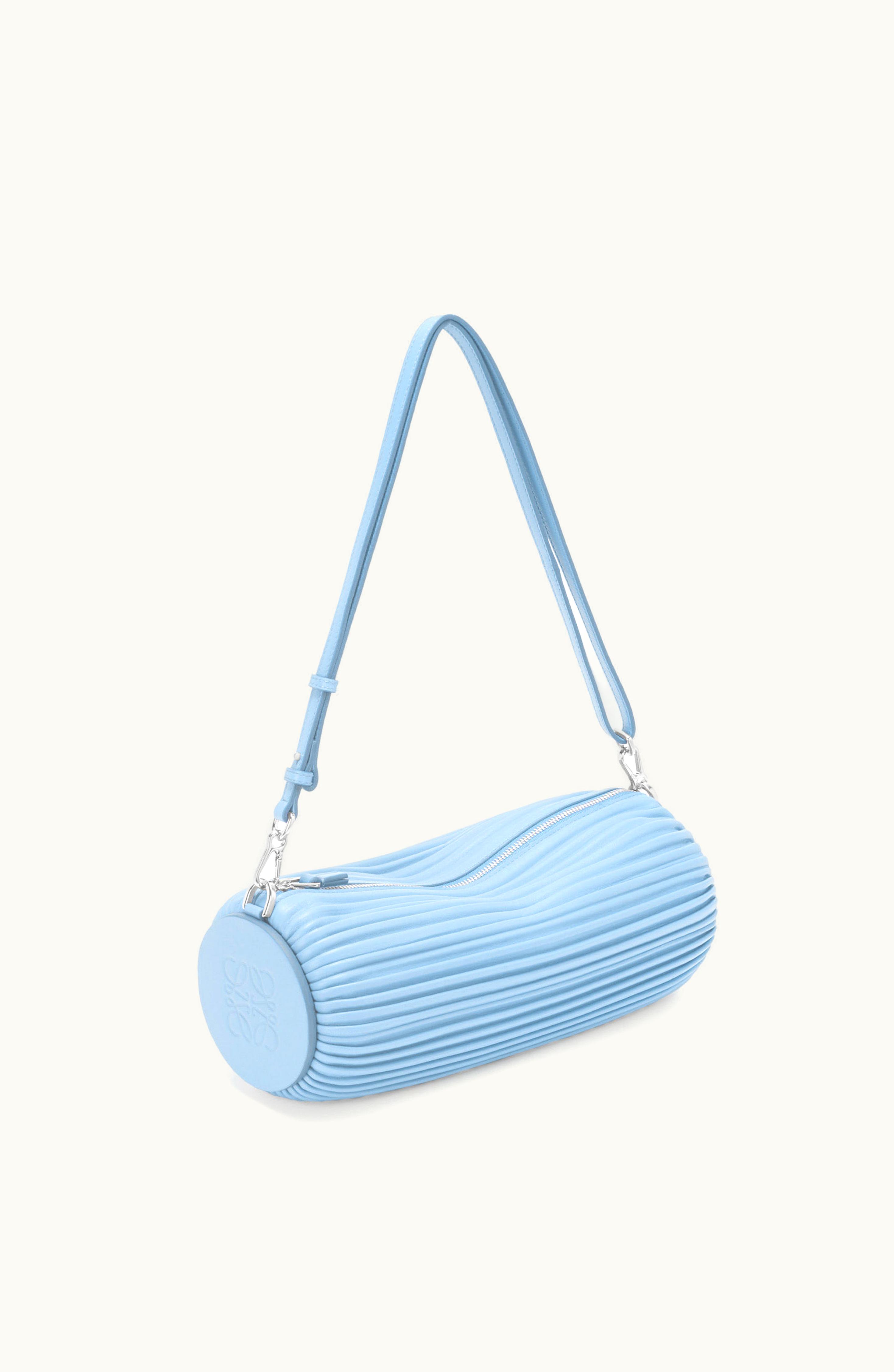 Loewe Loewe Bracelet Pouch In Pleated Nappa Dusty Blue