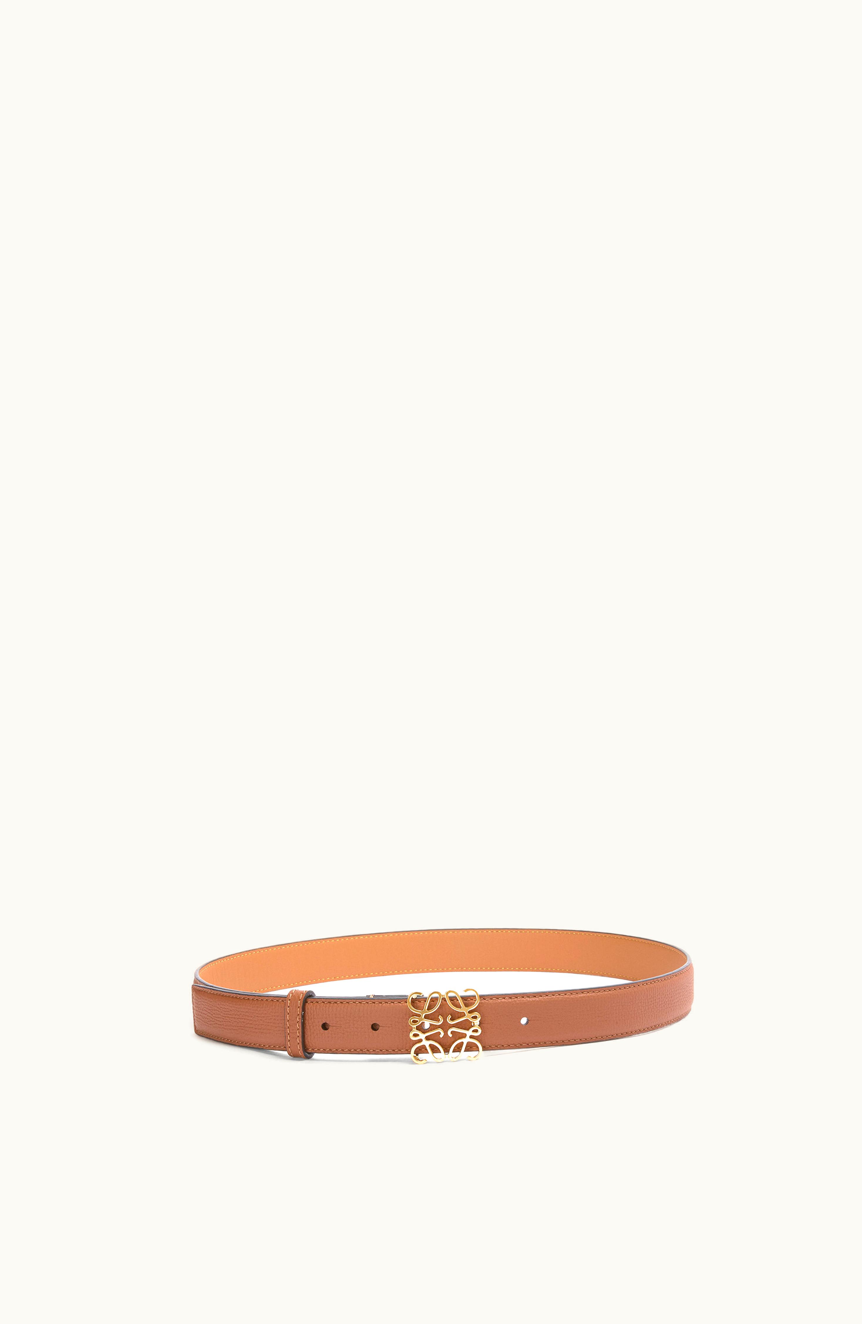 Loewe Loewe Anagram Belt In Pebble Grain Calfskin Tan / Gold