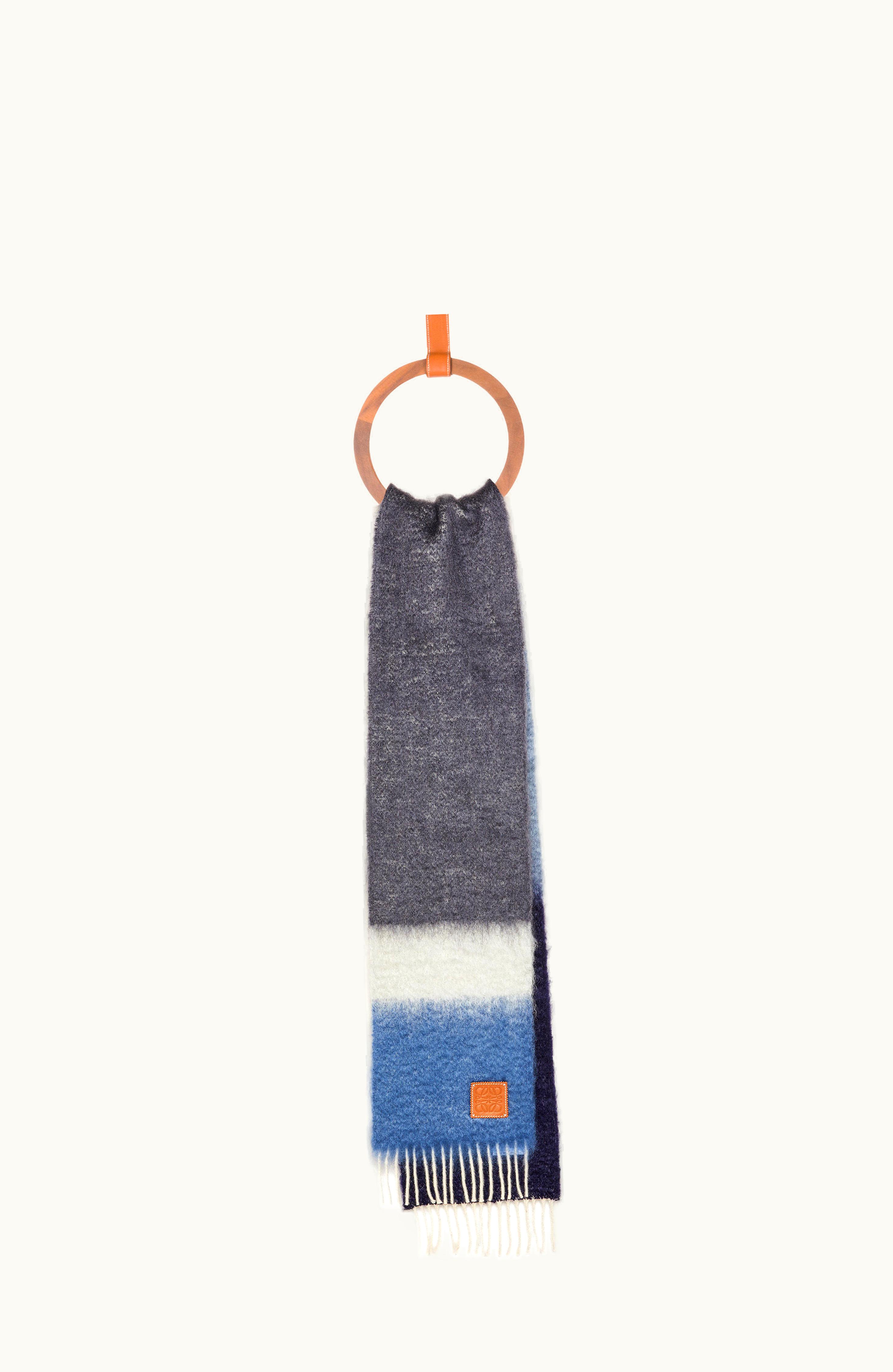Loewe Loewe Scarf In Mohair And Wool Navy Blue / Multicolor
