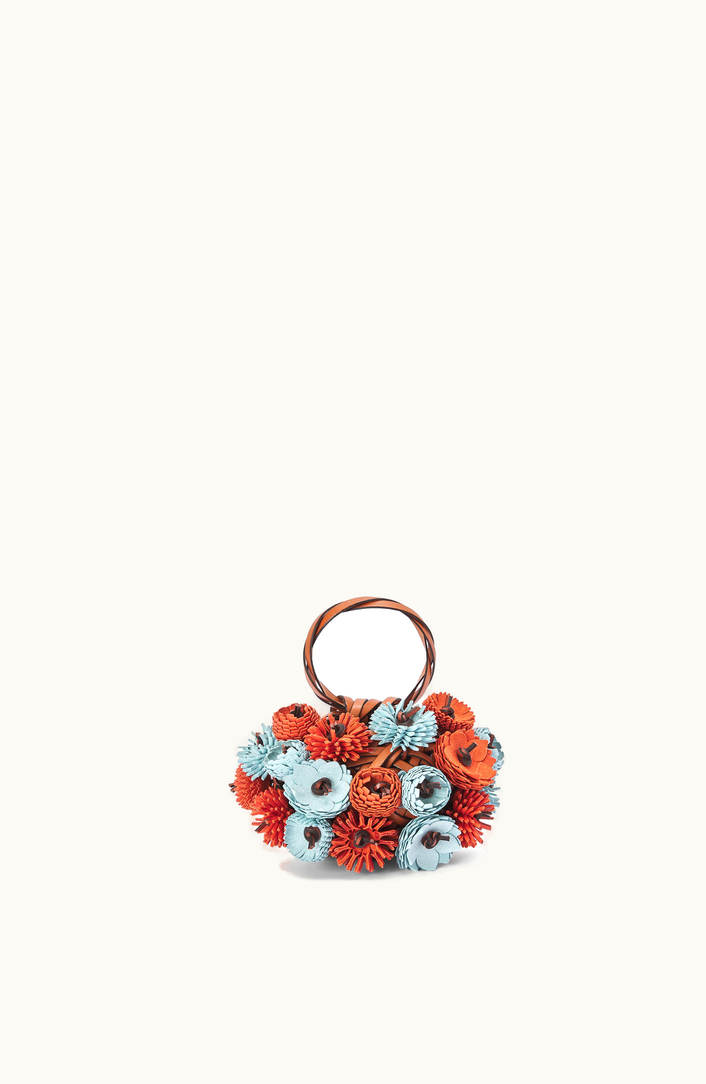 Loewe Loewe Woven Nest Vase In Calfskin And Bamboo Tan / Multicolor