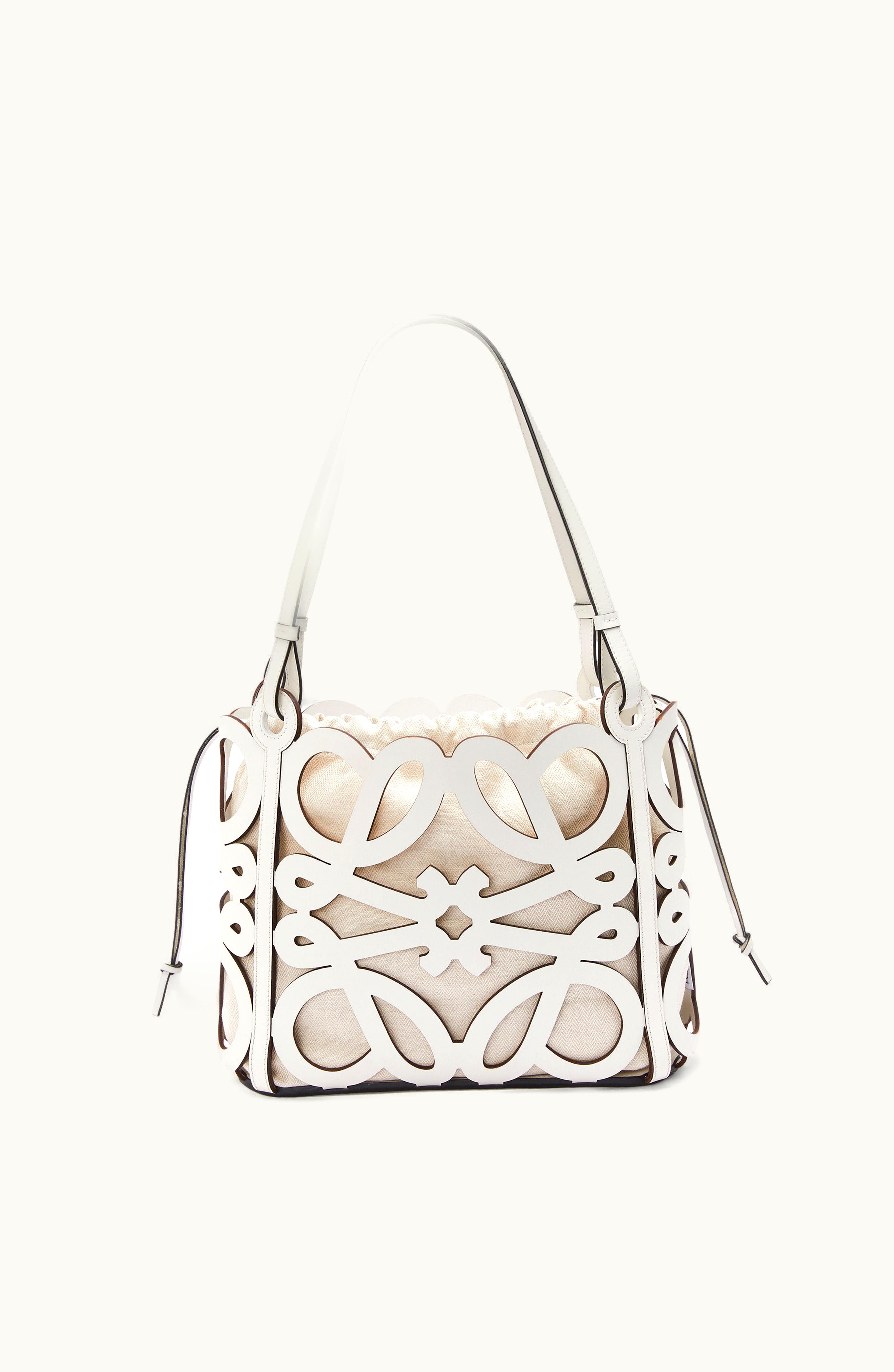 Loewe Loewe Small Anagram cut-out Tote In Box Calfskin Soft White