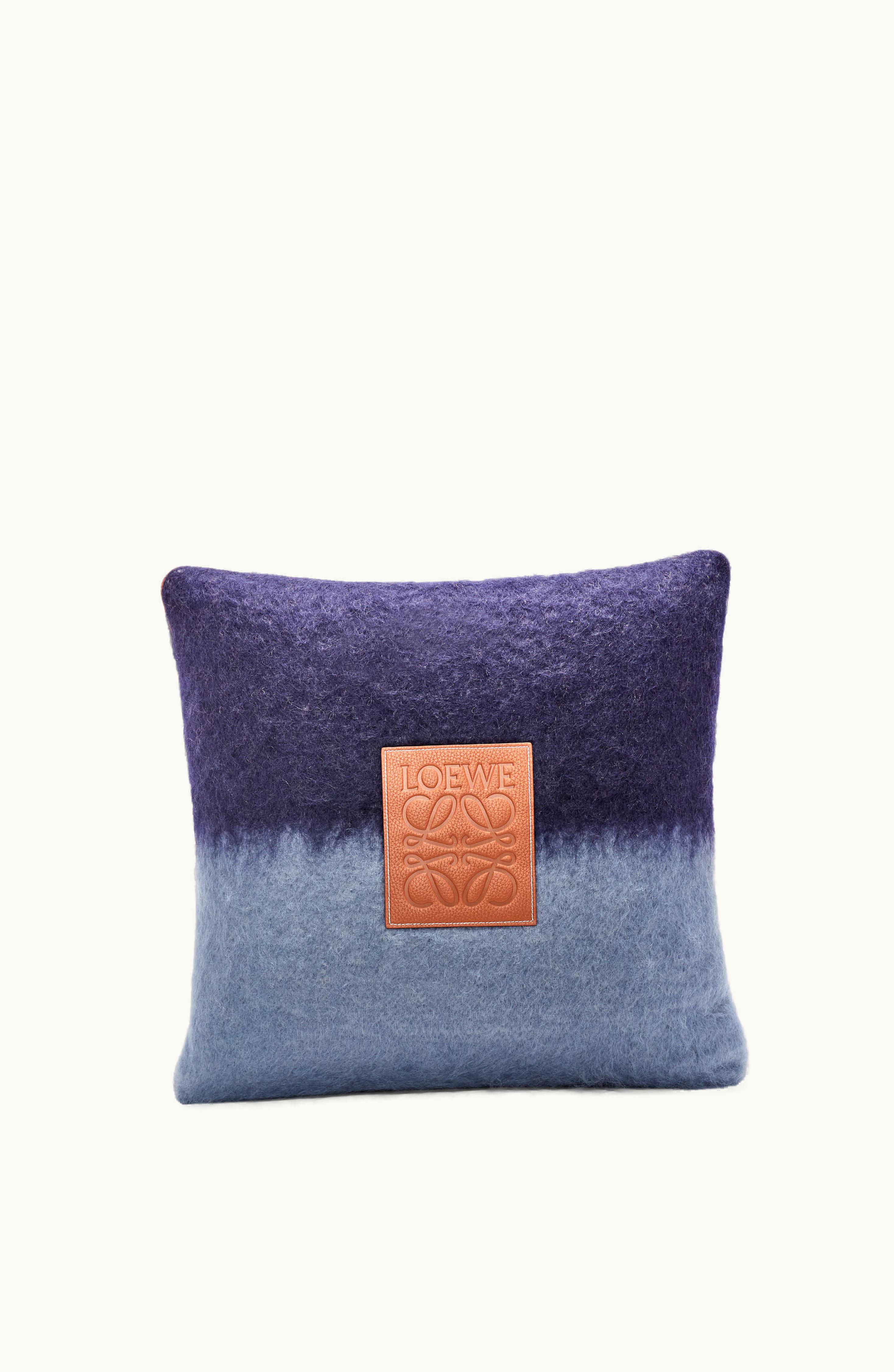 Loewe Loewe Stripe Cushion In Mohair And Wool Navy Blue / Multicolor