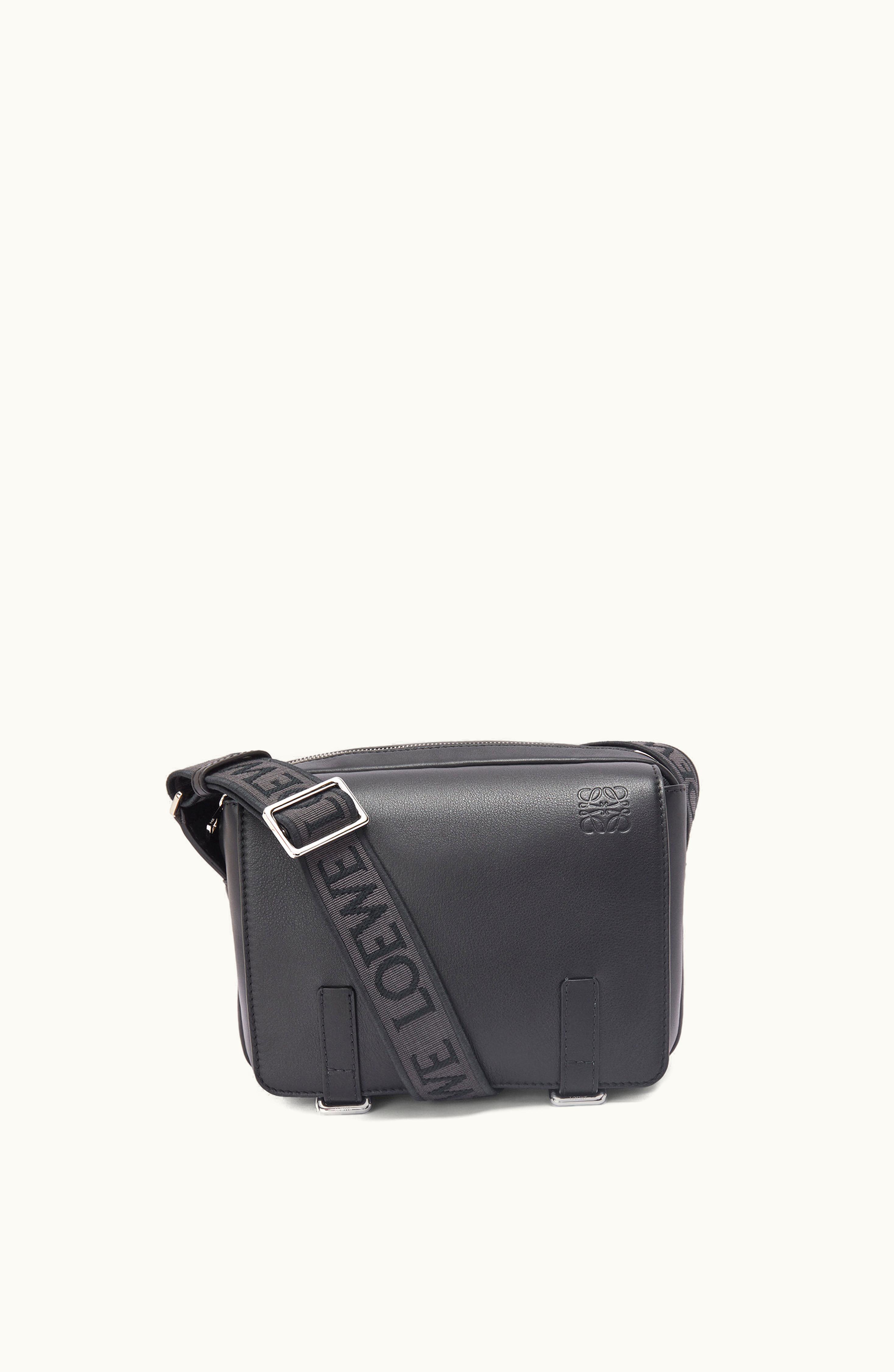 Loewe Loewe XS Military Messenger Bag In Supple Smooth Calfskin And Jacquard Black