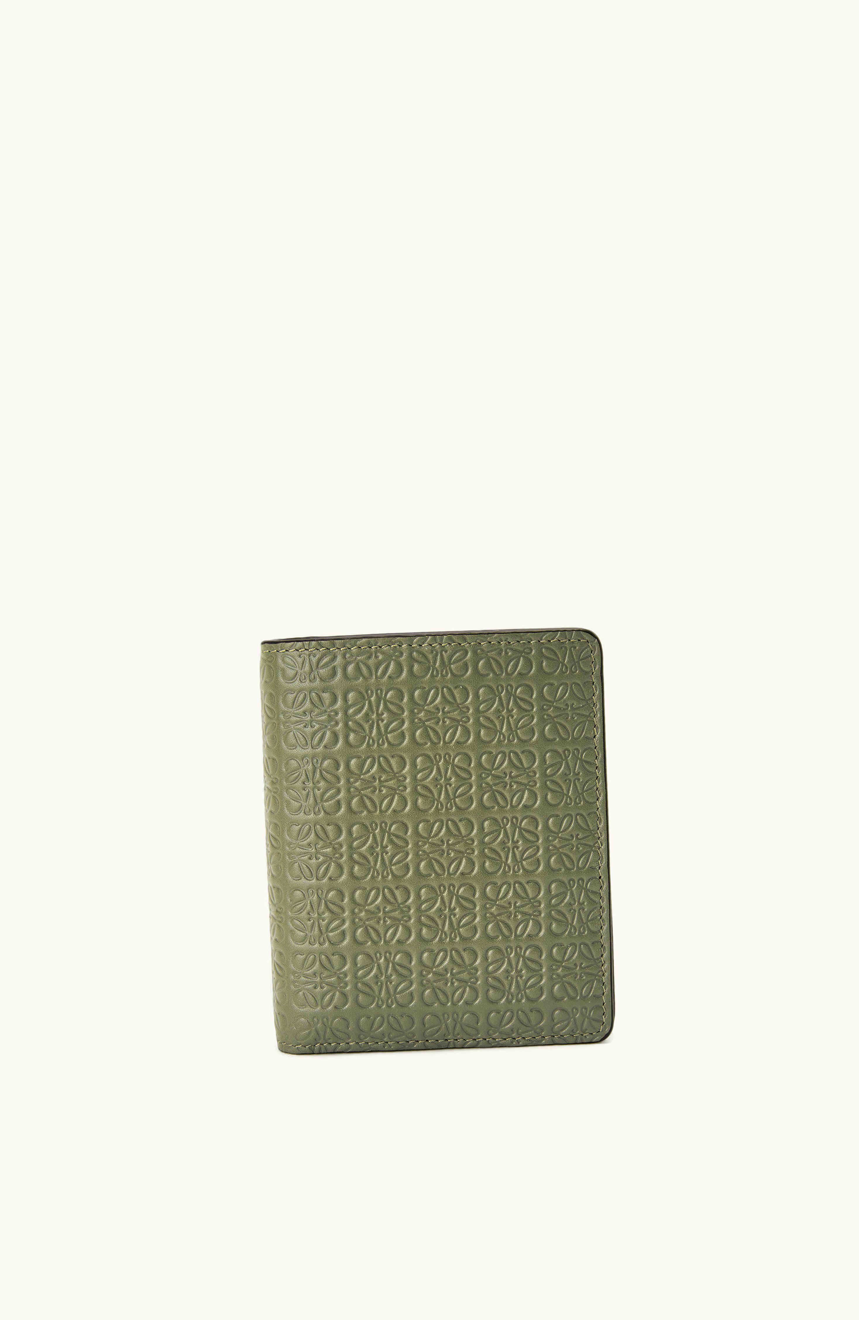 Loewe Loewe Compact Zip Wallet In Embossed Silk Calfskin Avocado Green