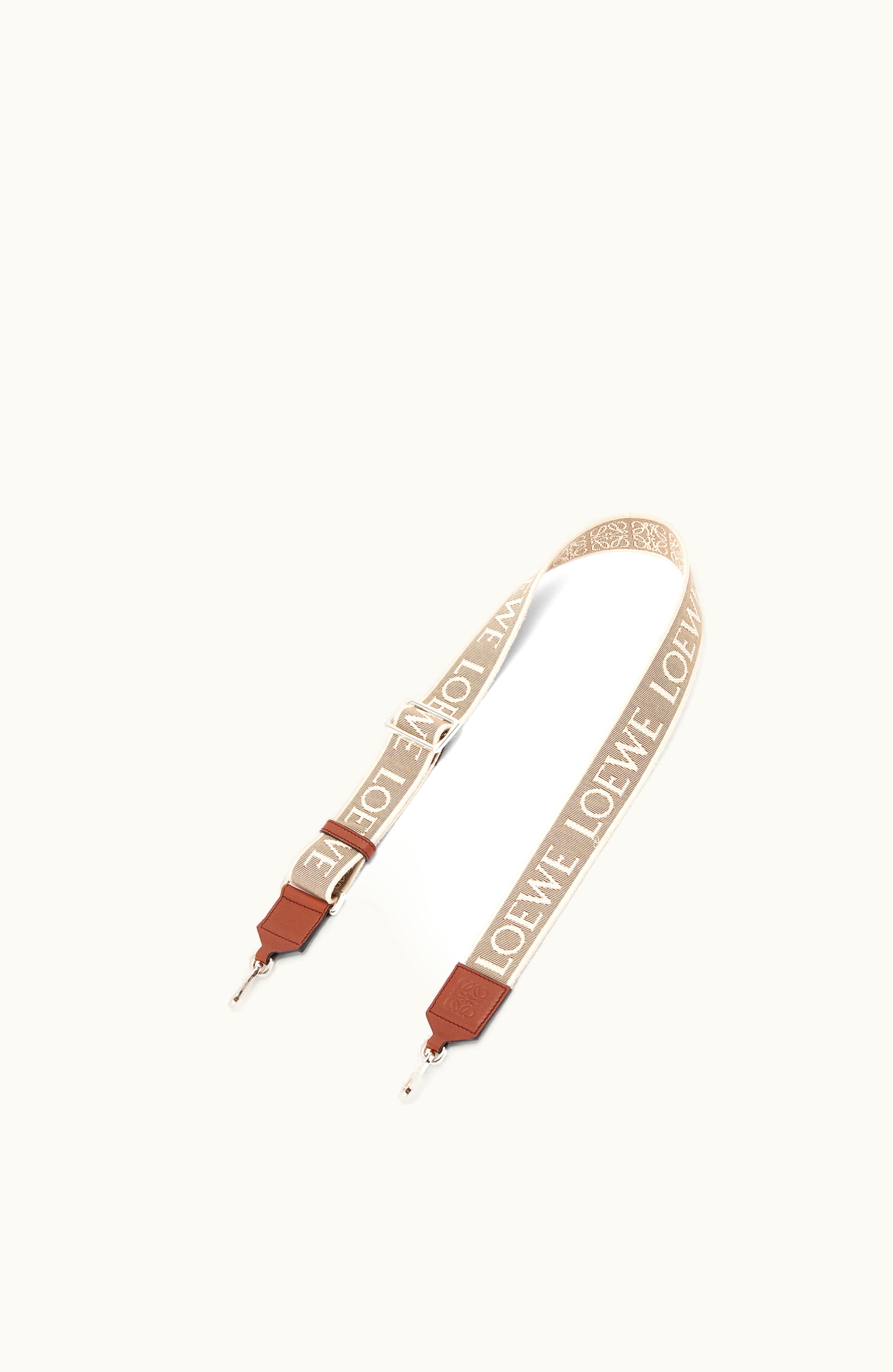 Loewe Loewe Anagram Strap In Jacquard And Calfskin Natural / Tan / Palladium