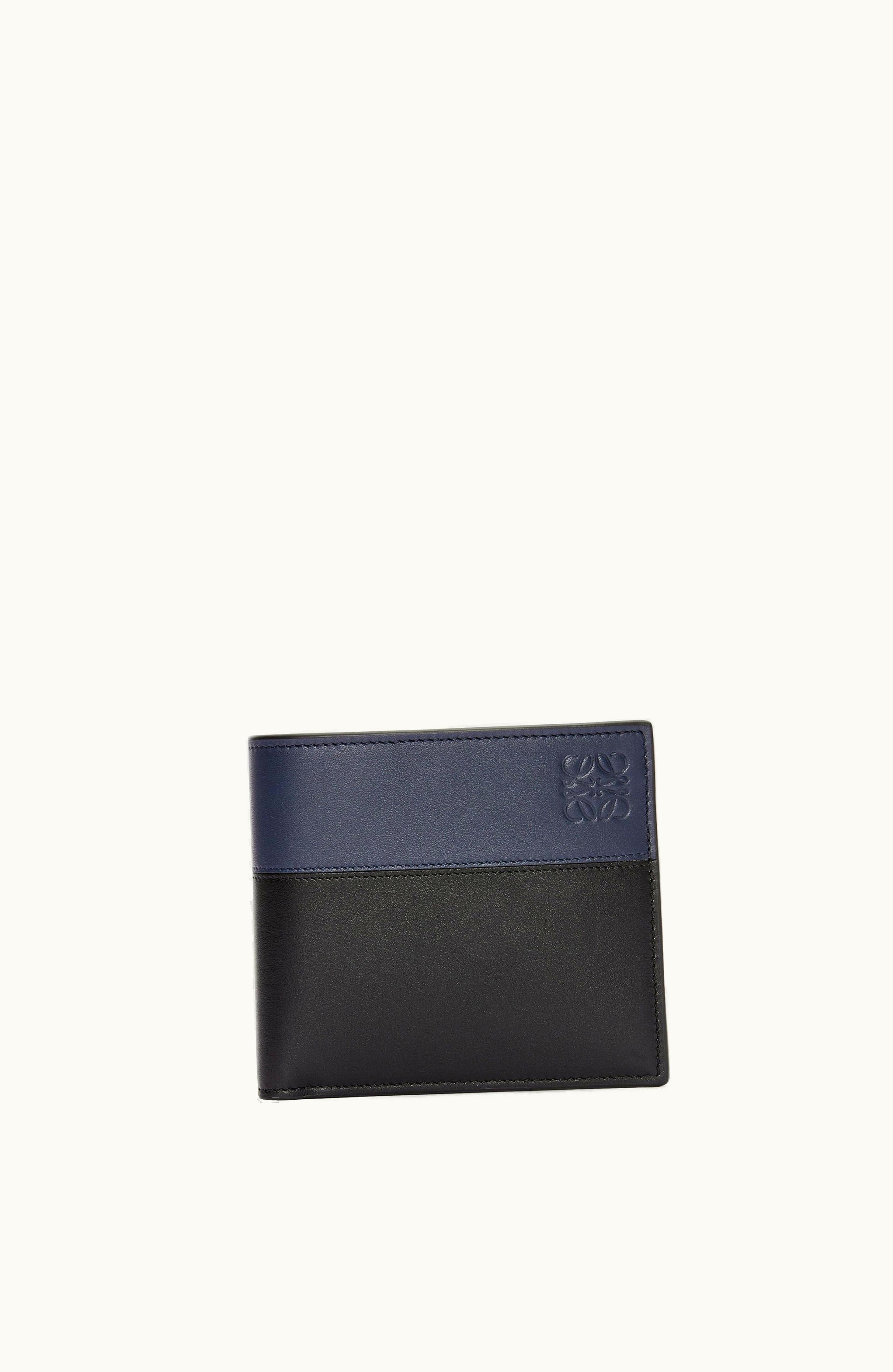 Loewe Loewe Bifold Coin Wallet In Shiny Calfskin Black / Deep Navy