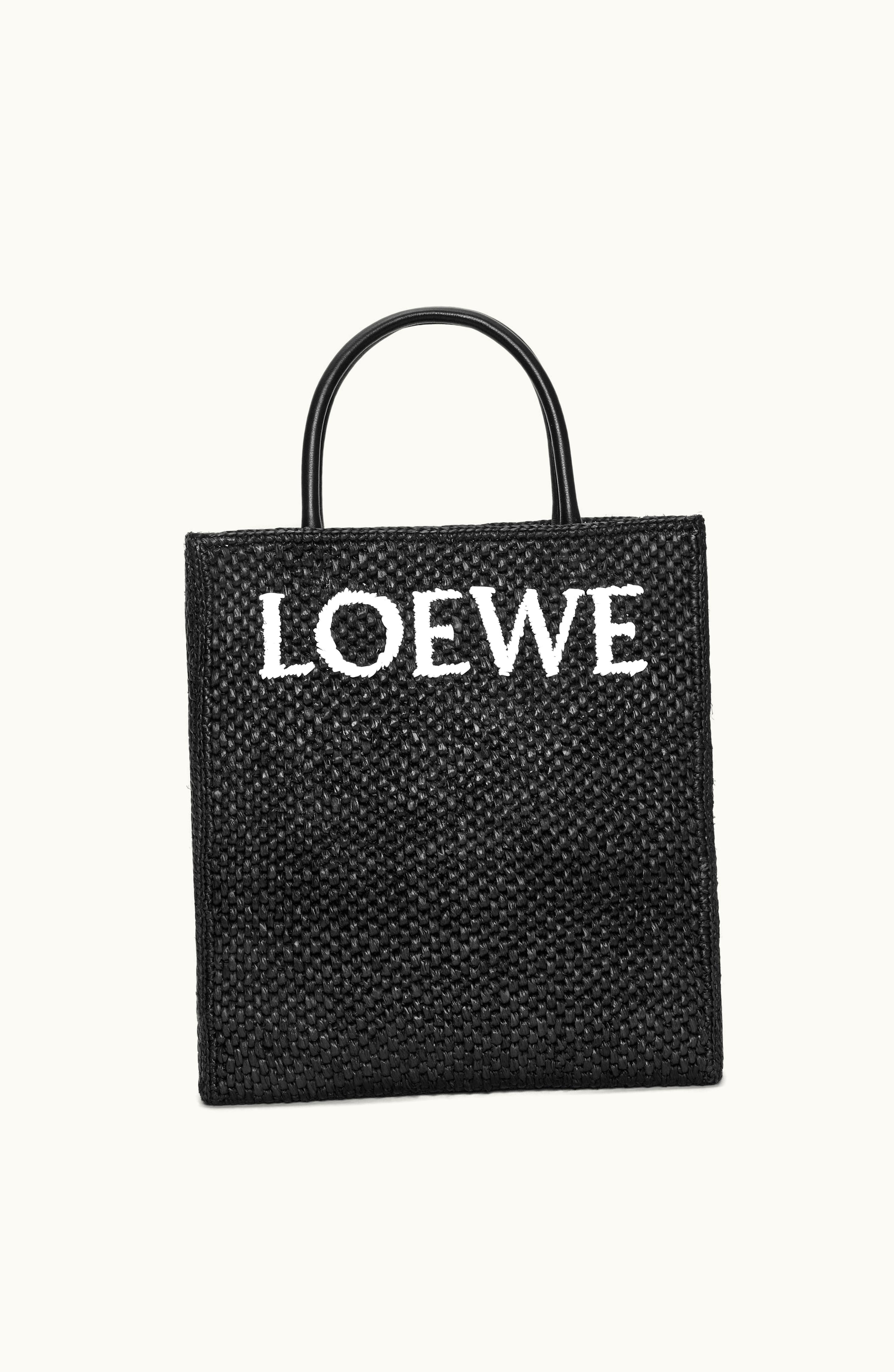 Loewe Loewe Standard A4 Tote Bag In Raffia Black / White