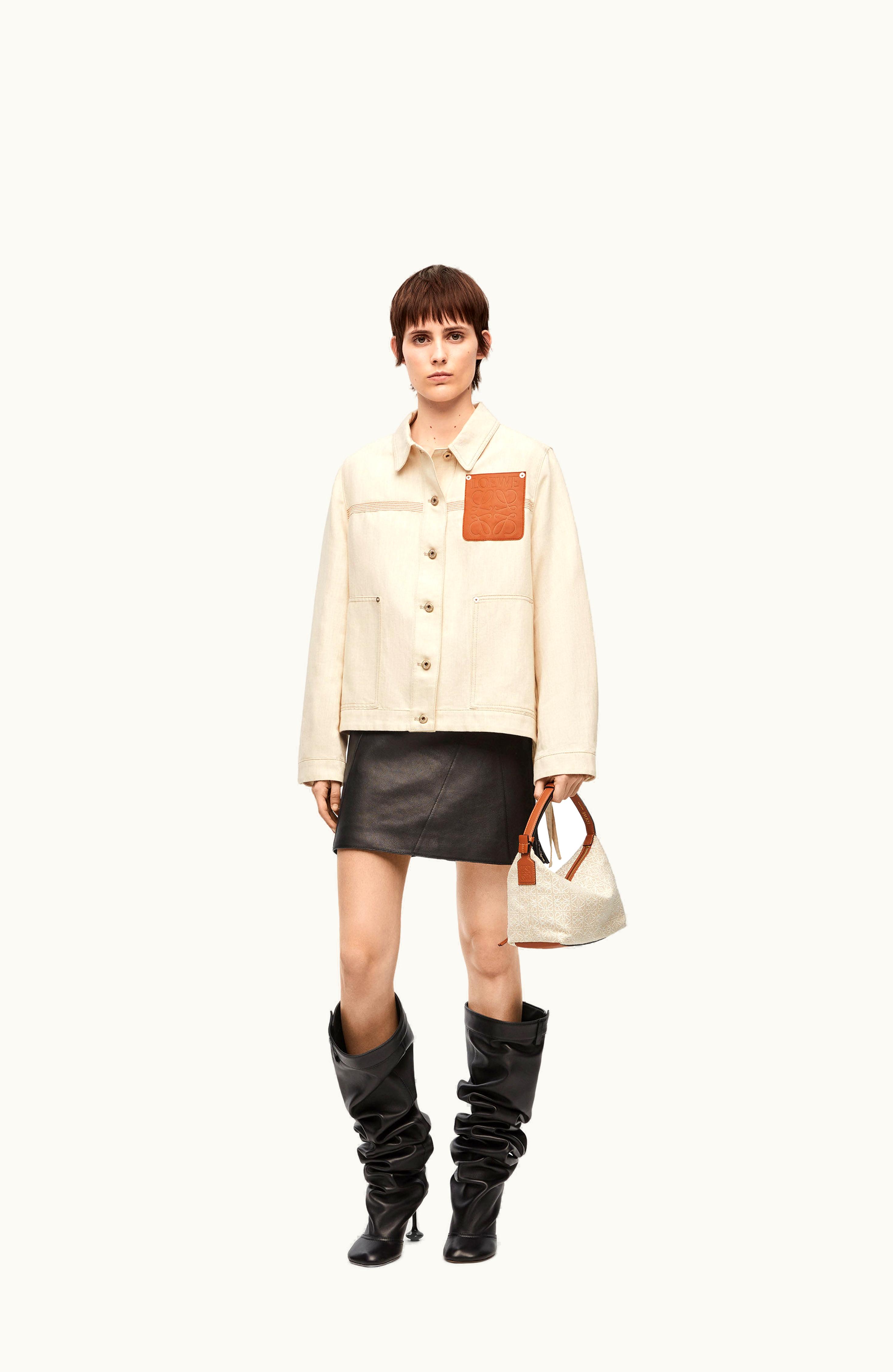 Loewe Loewe Workwear Jacket In Cotton Linen Blend Ecru