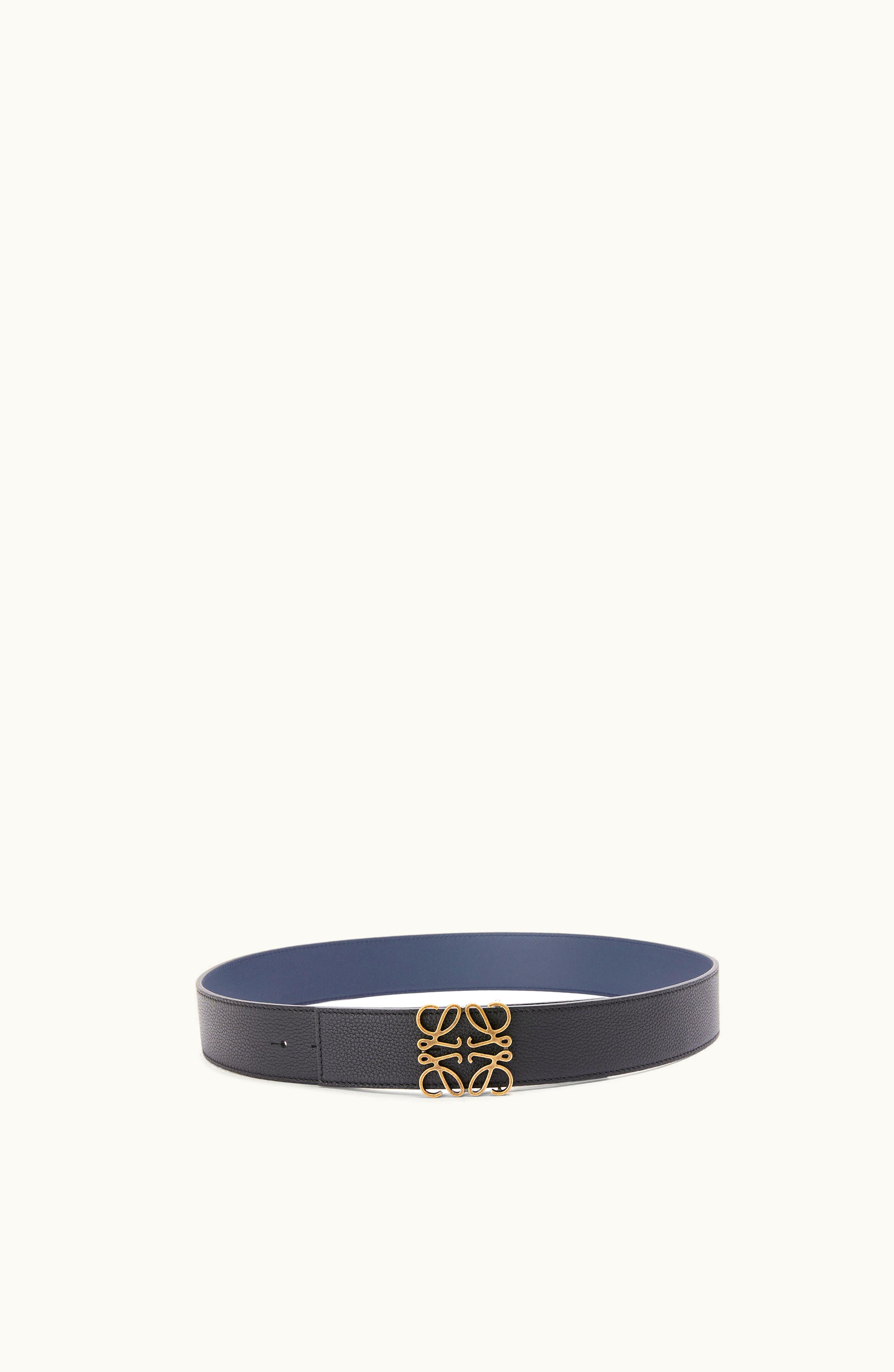 Loewe Loewe Anagram Reversible Belt In Soft Grained Calfskin And Smooth Calfskin Black/Ocean/Old Gold