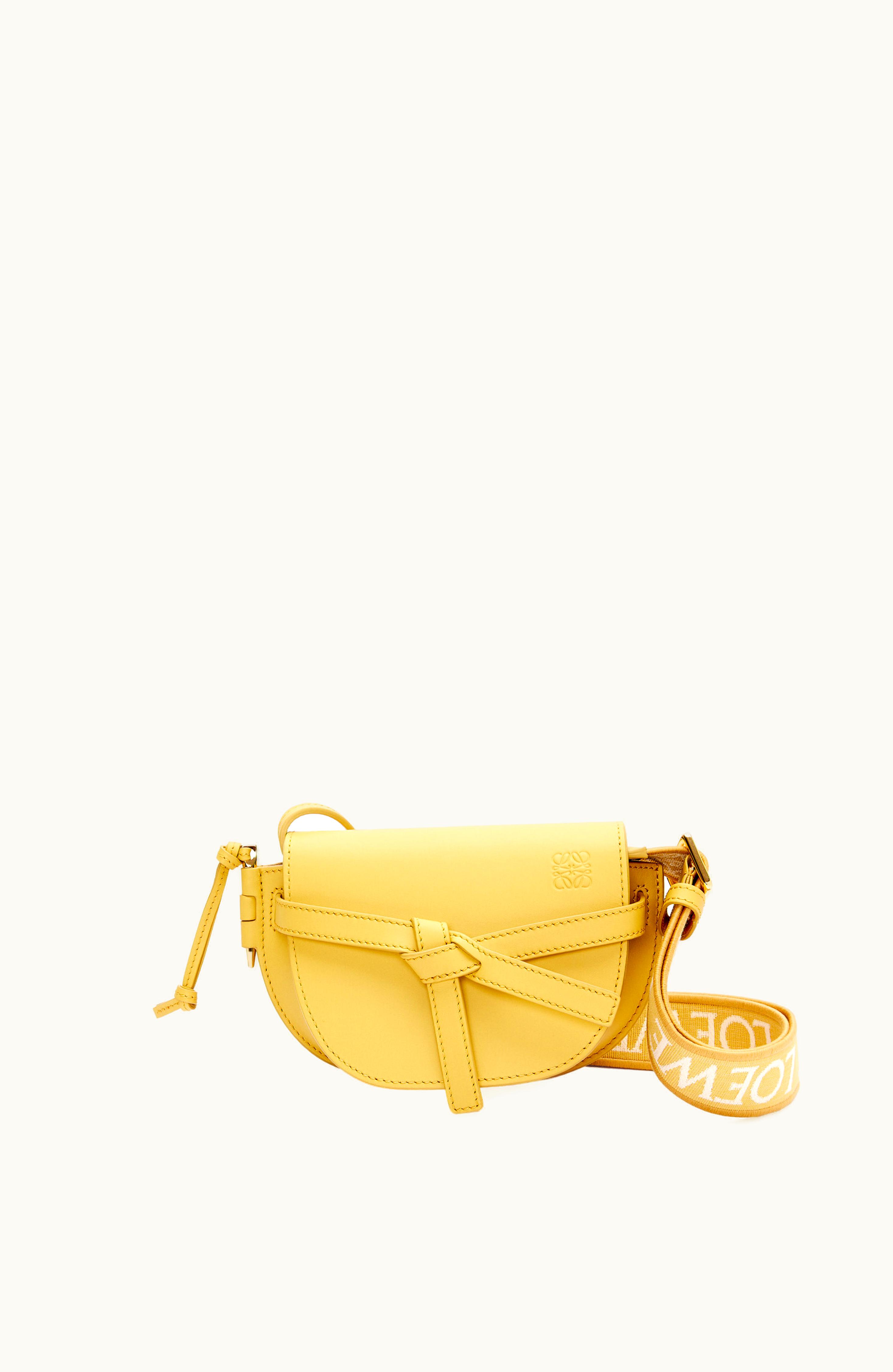 Loewe Loewe Mini Gate Dual Bag In Soft Calfskin And Jacquard Dark Yellow