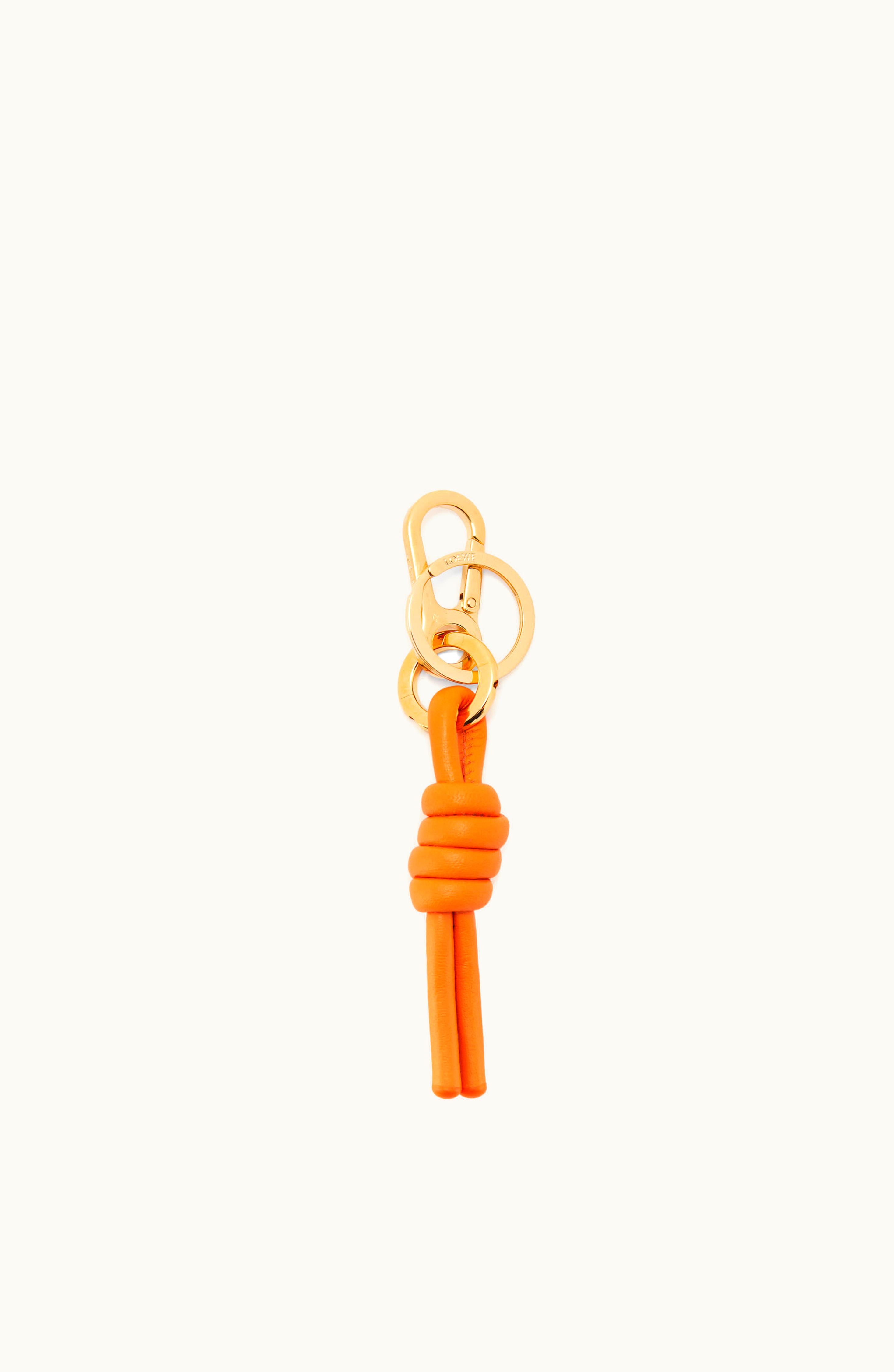Loewe Loewe Knot Charm In Classic Calfskin And Brass Bright Orange