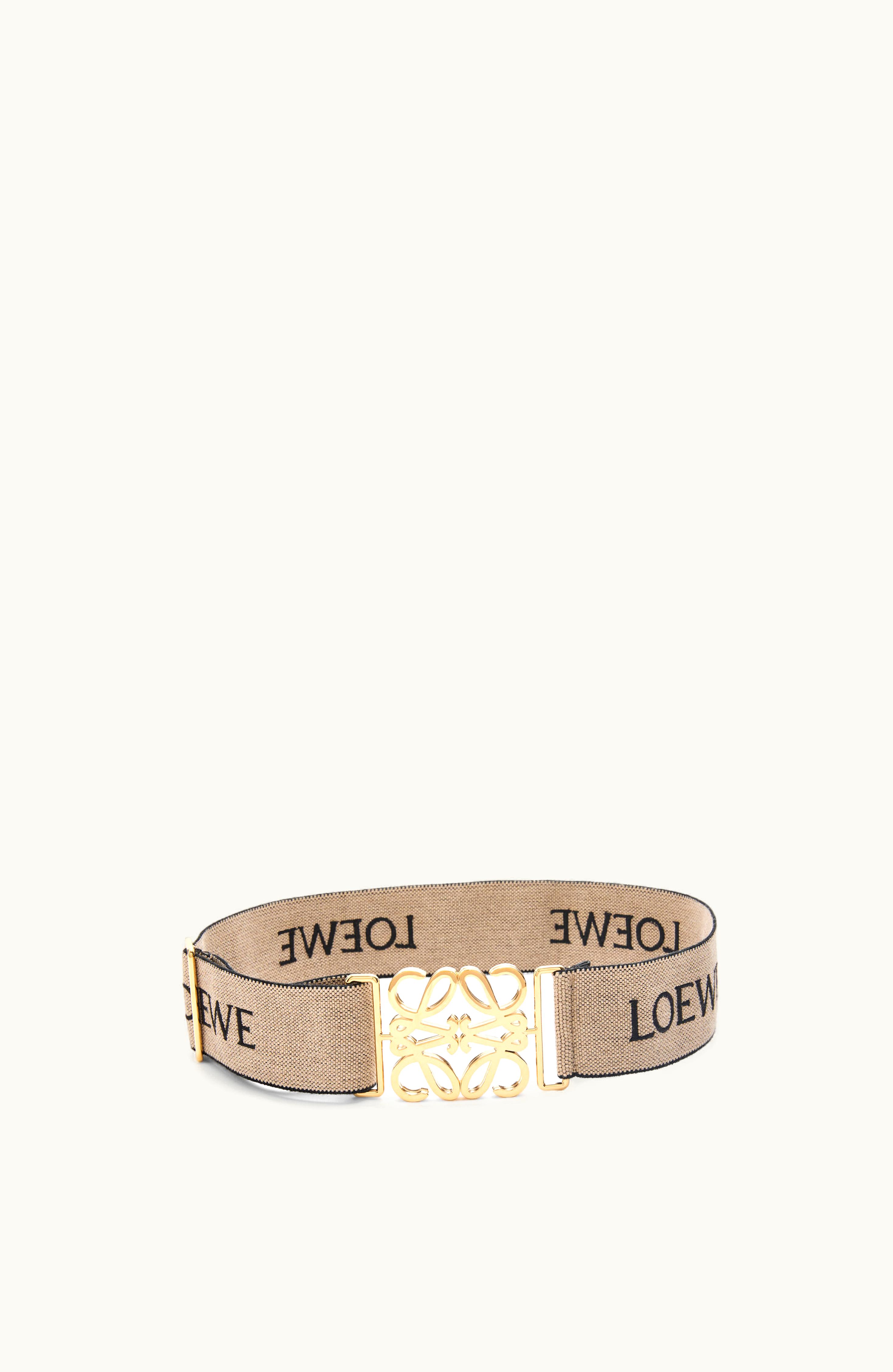 Loewe Loewe Anagram Elastic Belt In Webbing And Brass Natural / Gold