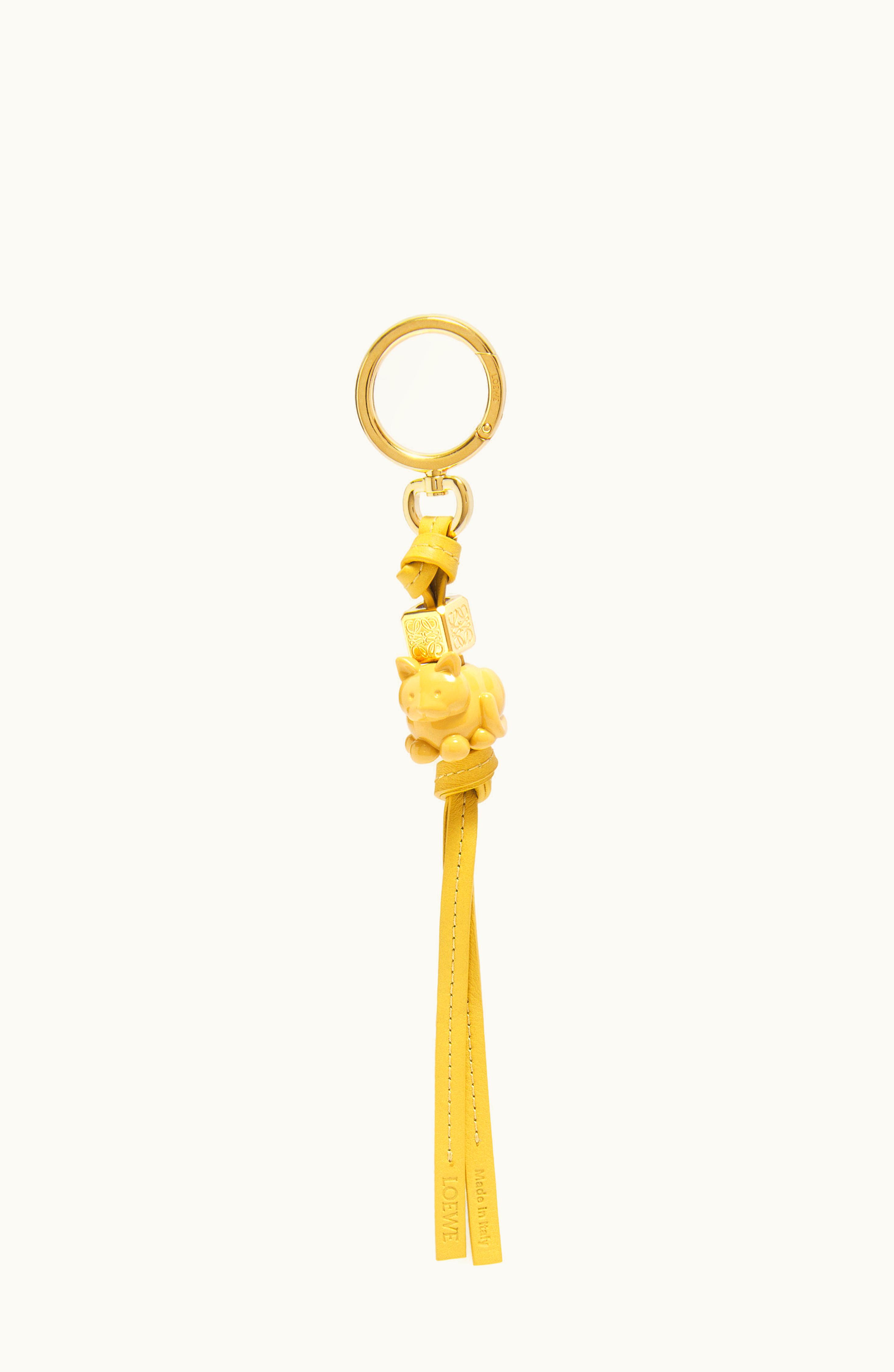 Loewe Loewe Kitty Charm In Calfskin And Brass Dark Yellow