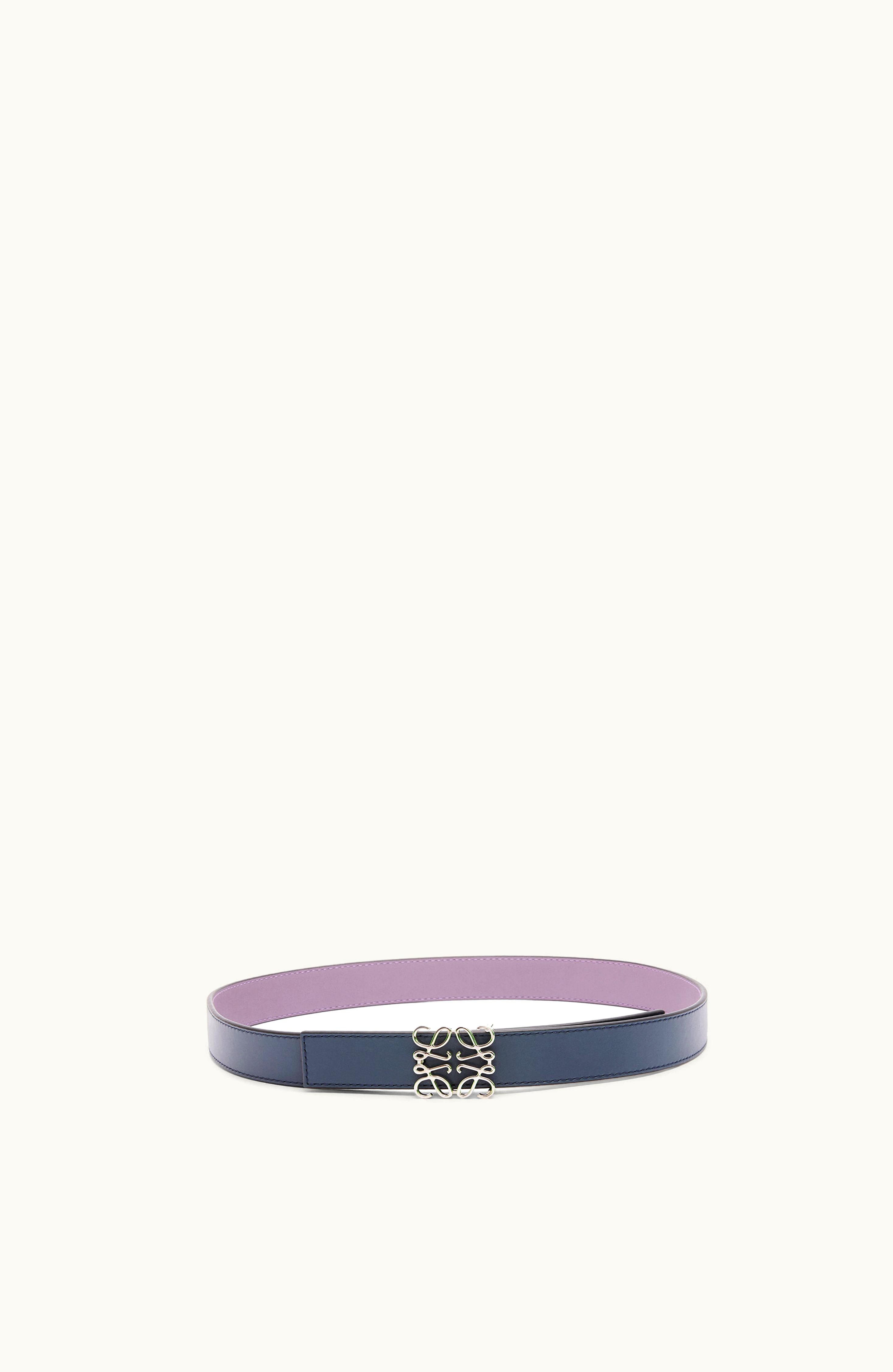 Loewe Loewe Anagram Reversible Belt Model 2.8cm Smooth Calfskin Onyx Blue / Lavender / Palladium