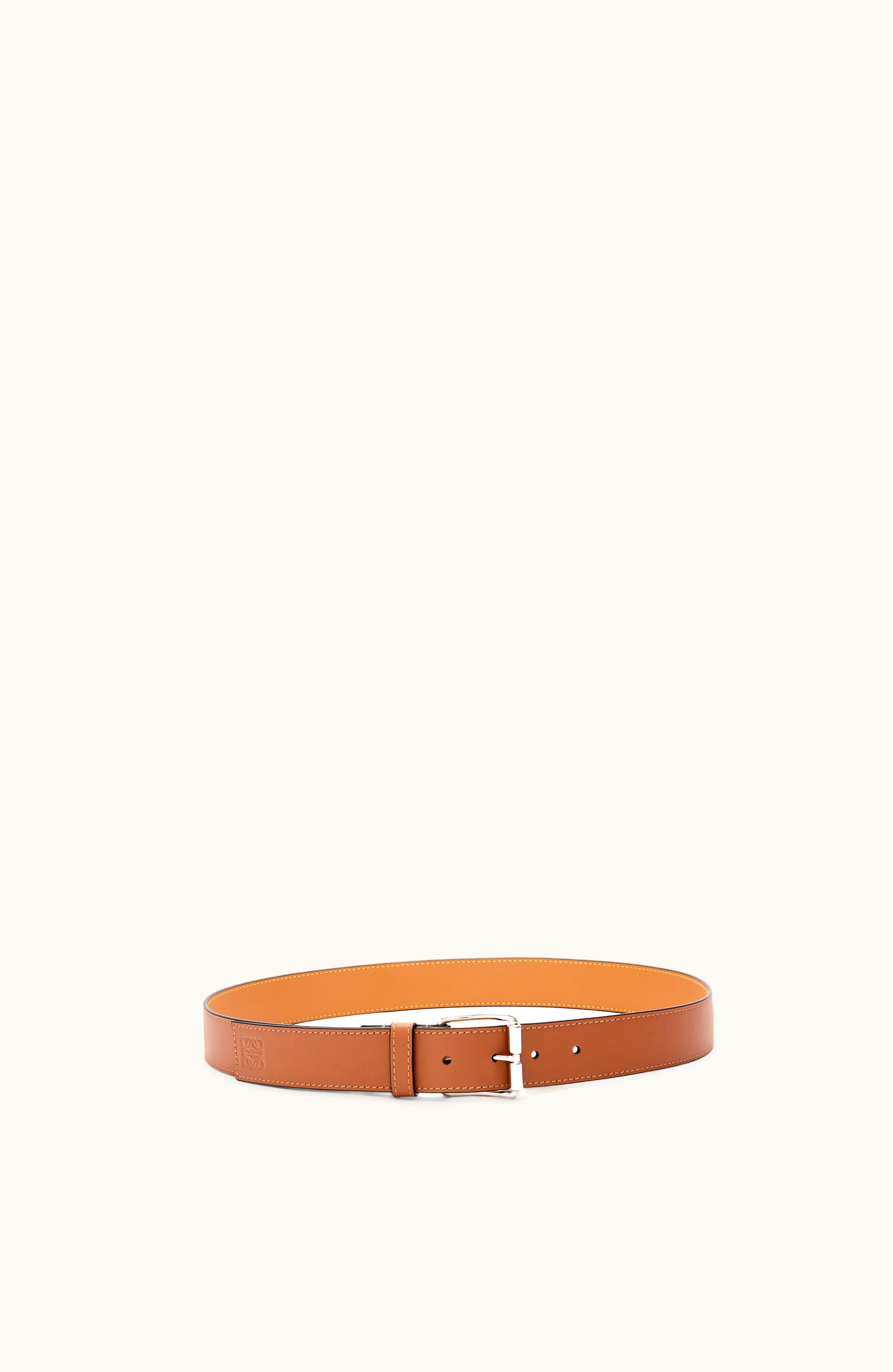 Loewe Loewe Roller Buckle Belt In Smooth Calfskin Tan / Palladium