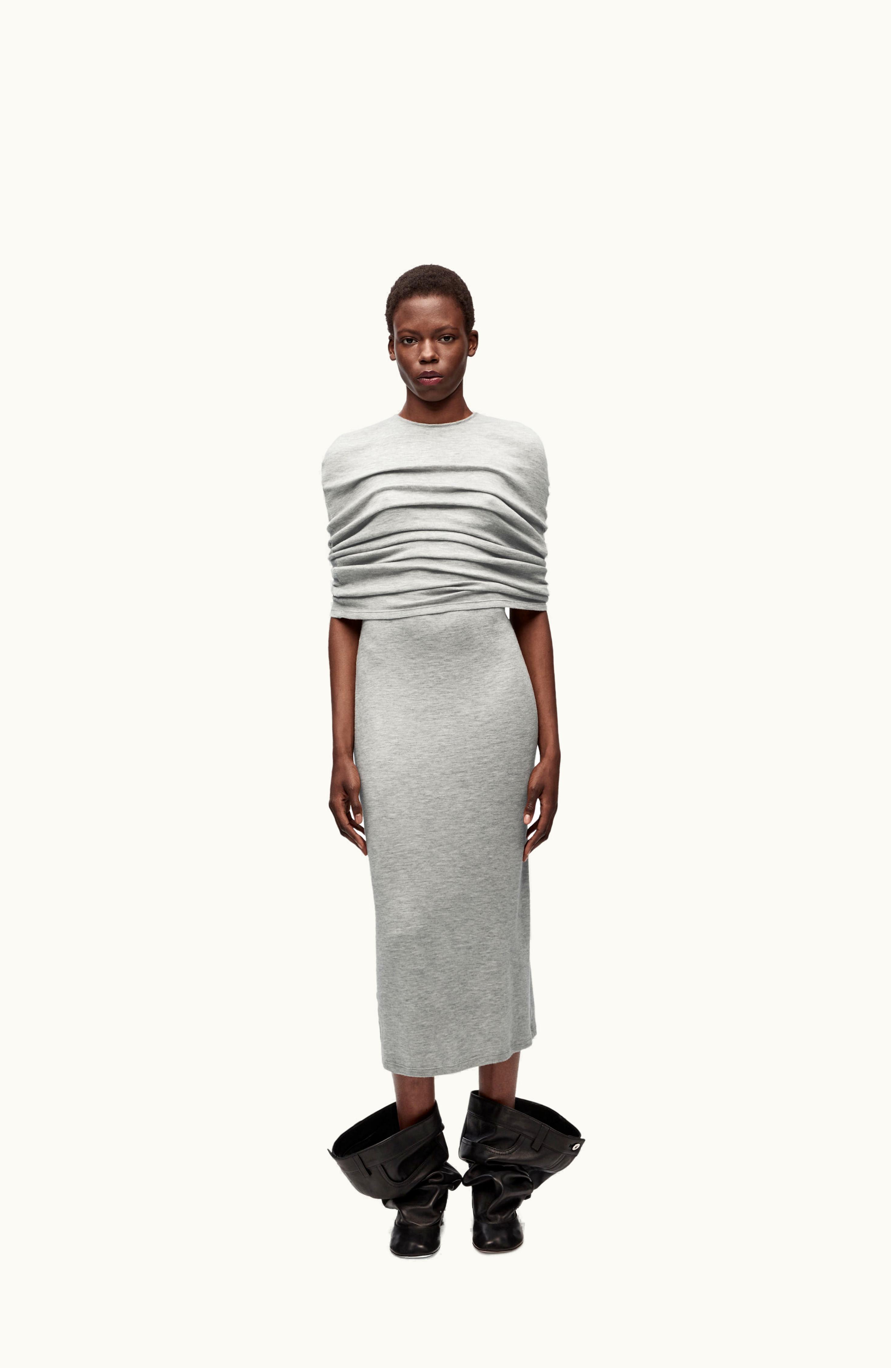 Loewe Loewe Cape Tube Dress In Cashmere Pale Grey