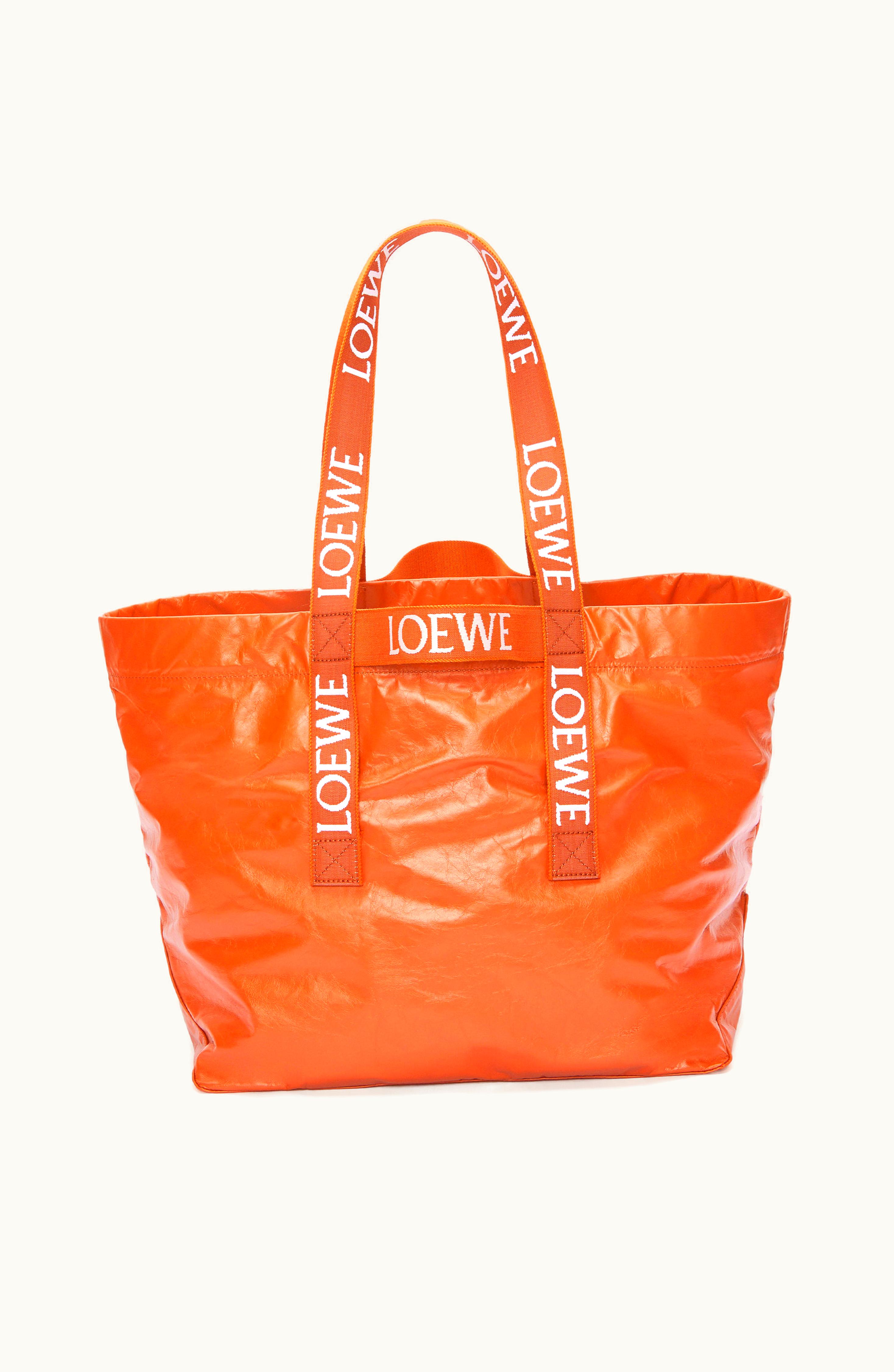 Loewe Loewe Fold Shopper In Paper Calfskin Orange