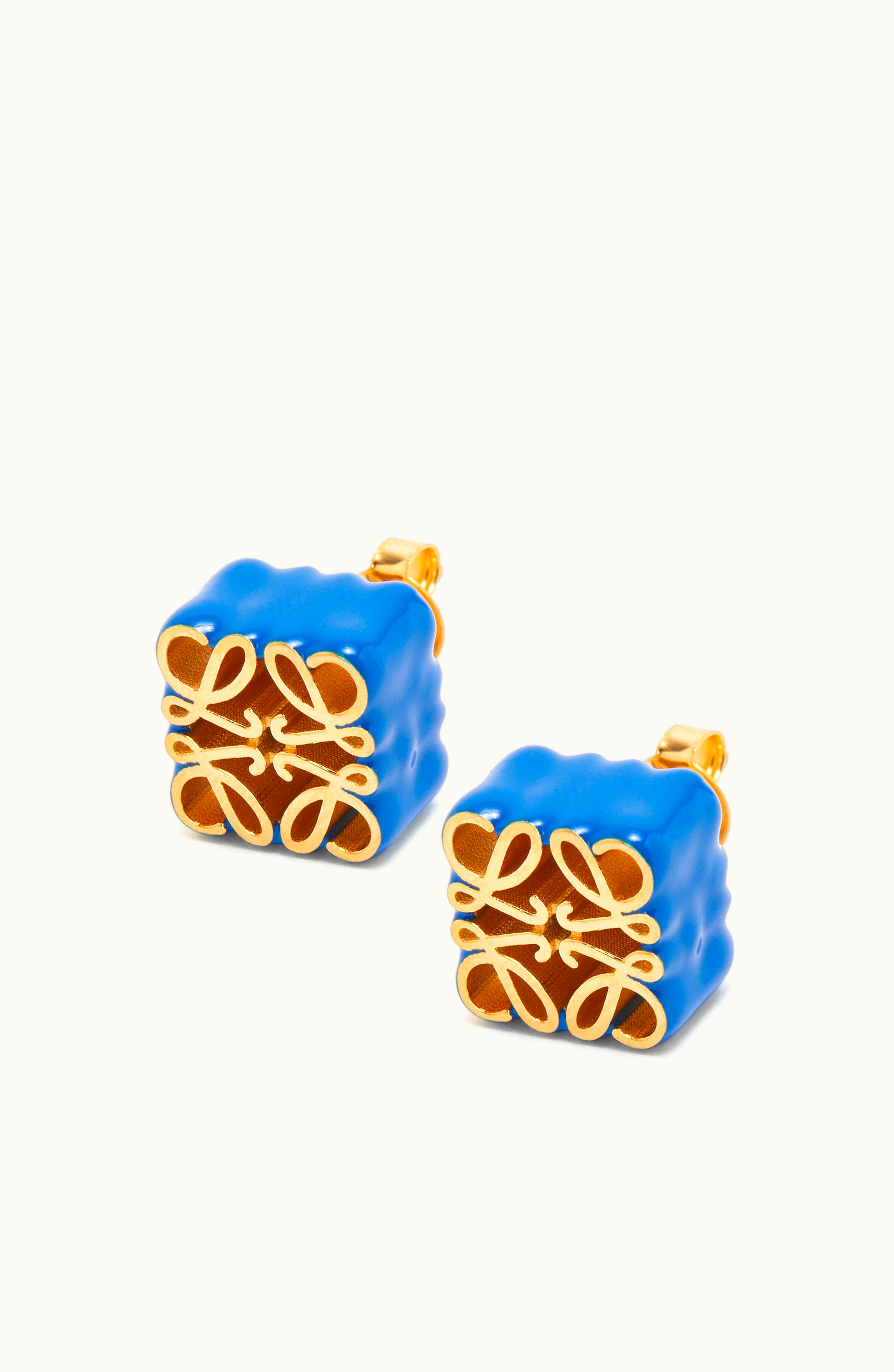 Loewe Loewe Anagram Stud Earrings In Sterling Silver And Enamel Bright Blue