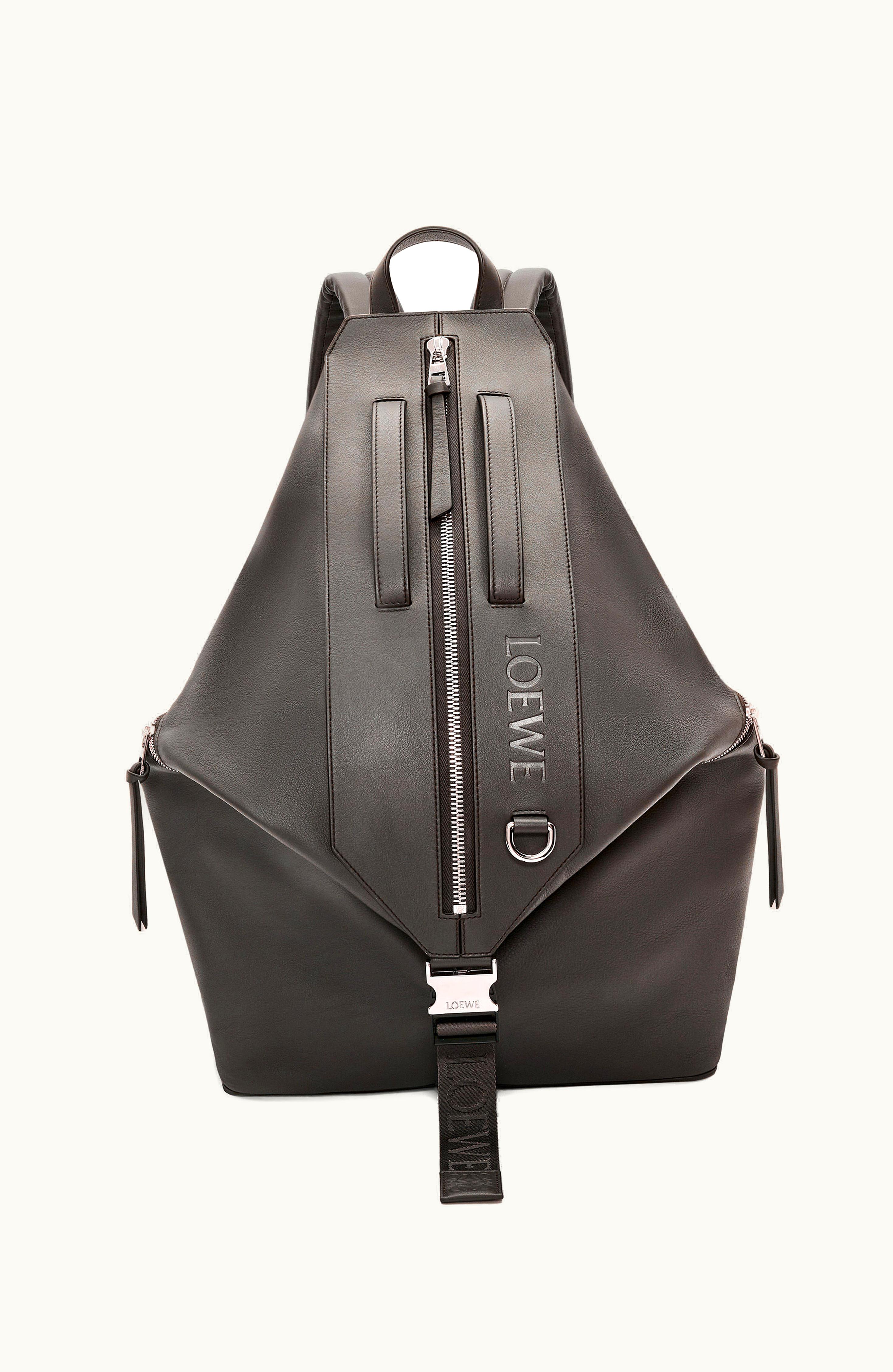Loewe Loewe Convertible Backpack In Classic Calfskin Dark Grey