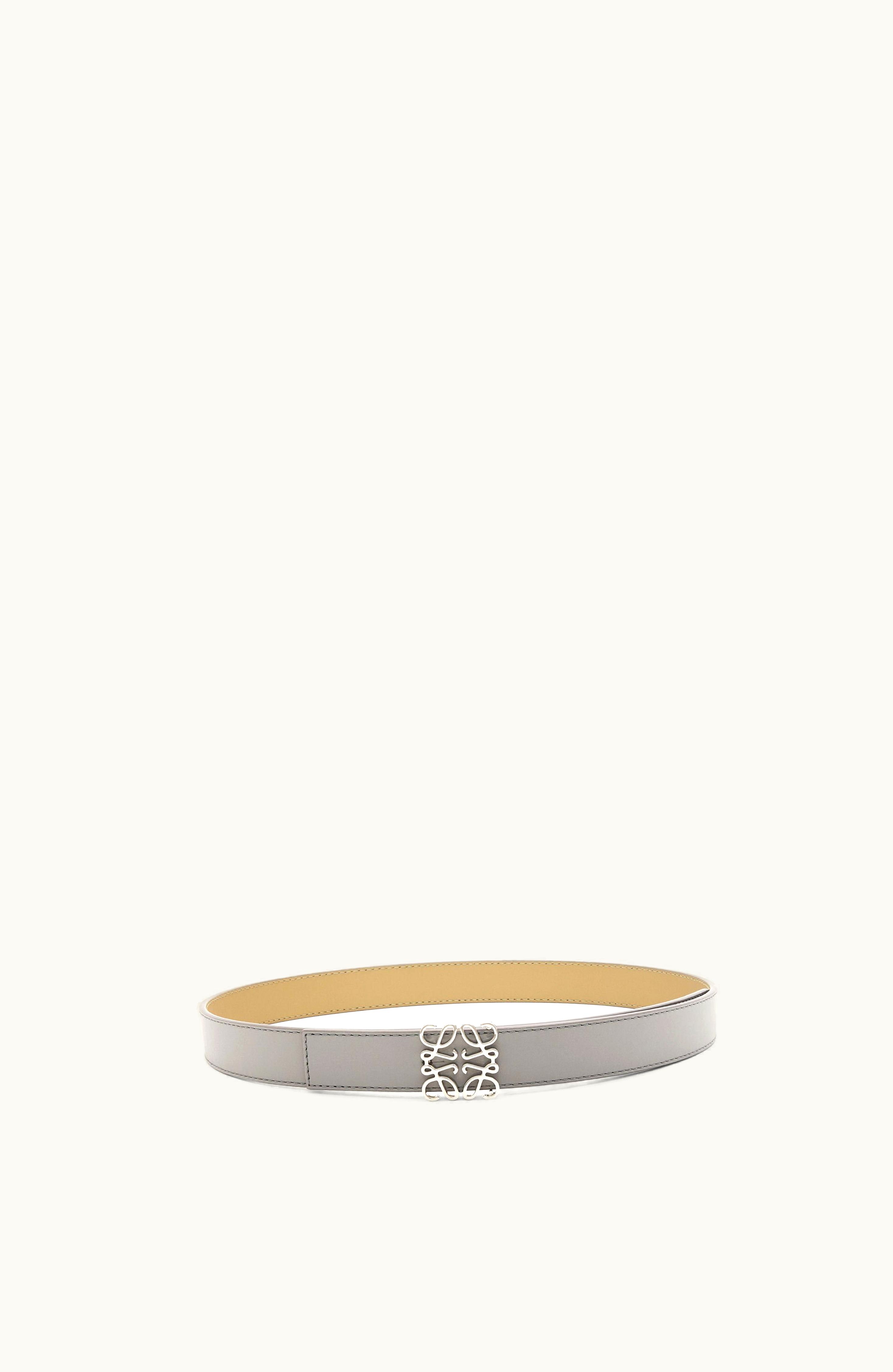 Loewe Loewe Reversible Anagram Belt In Smooth Calfskin Pearl Grey / Clay Green / Palladiu