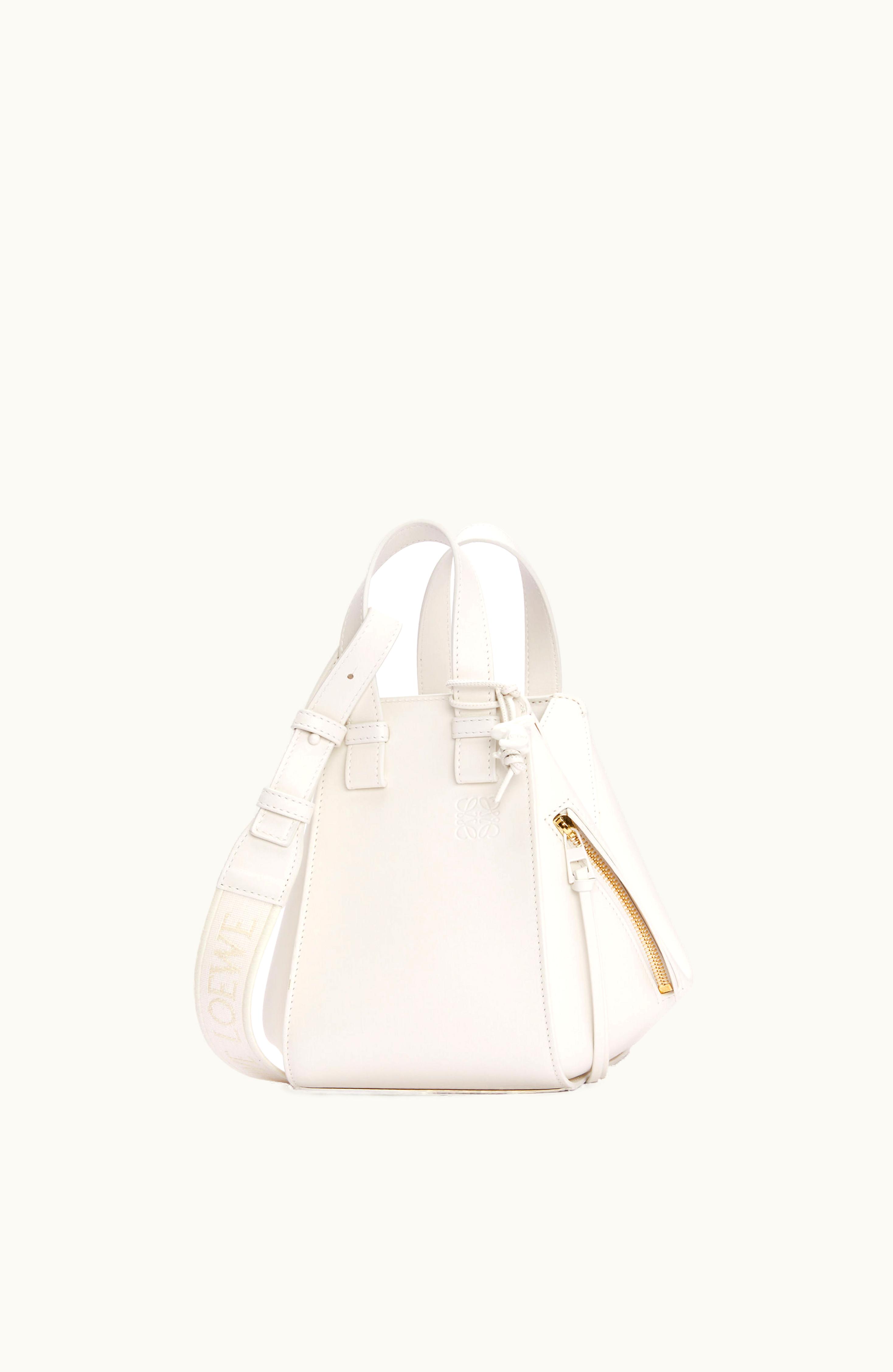 Loewe Loewe Compact Hammock In Satin Calfskin White Glaze
