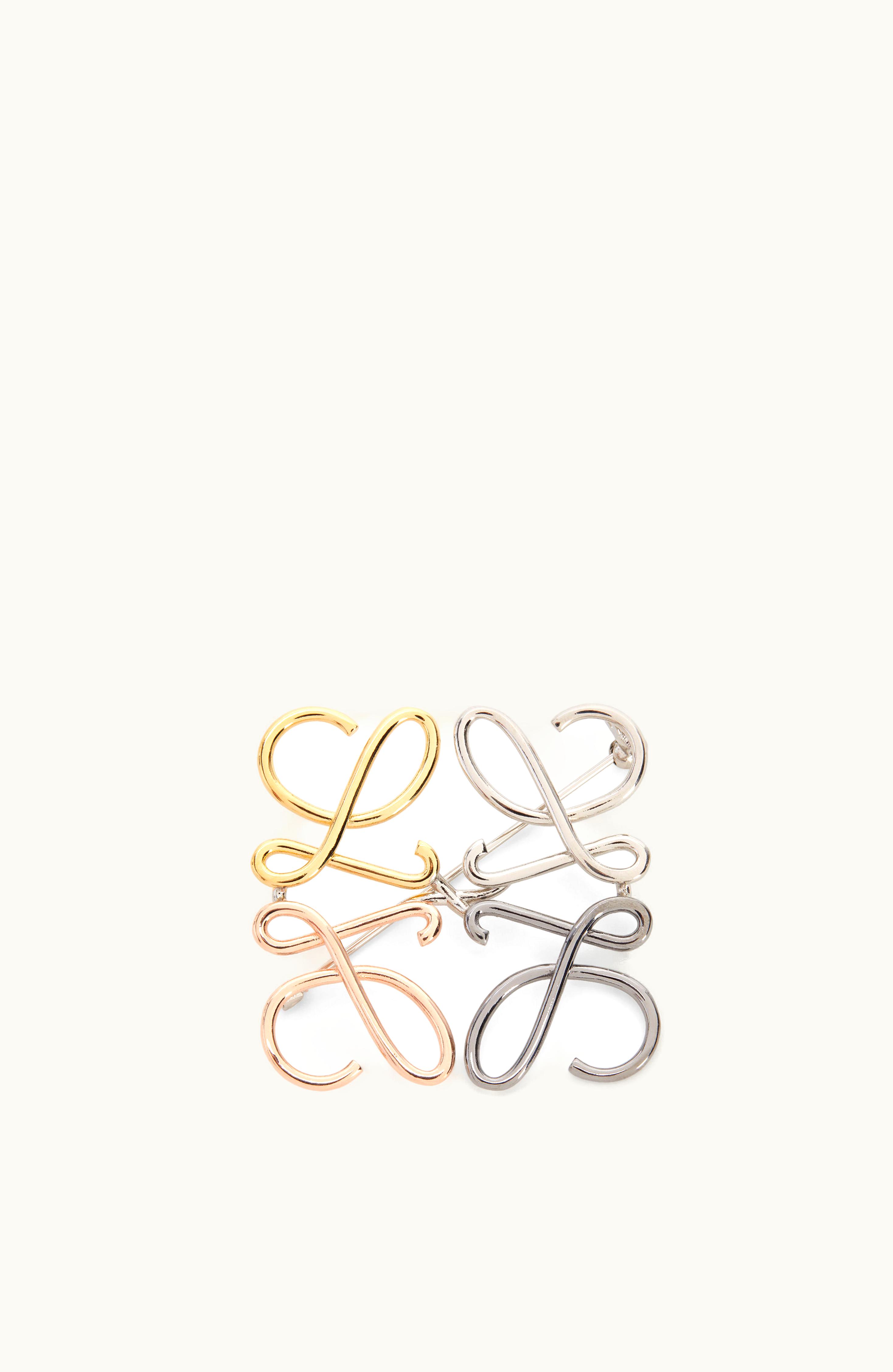 Loewe Loewe Anagram Brooch In Metal Palladium / Multicolor