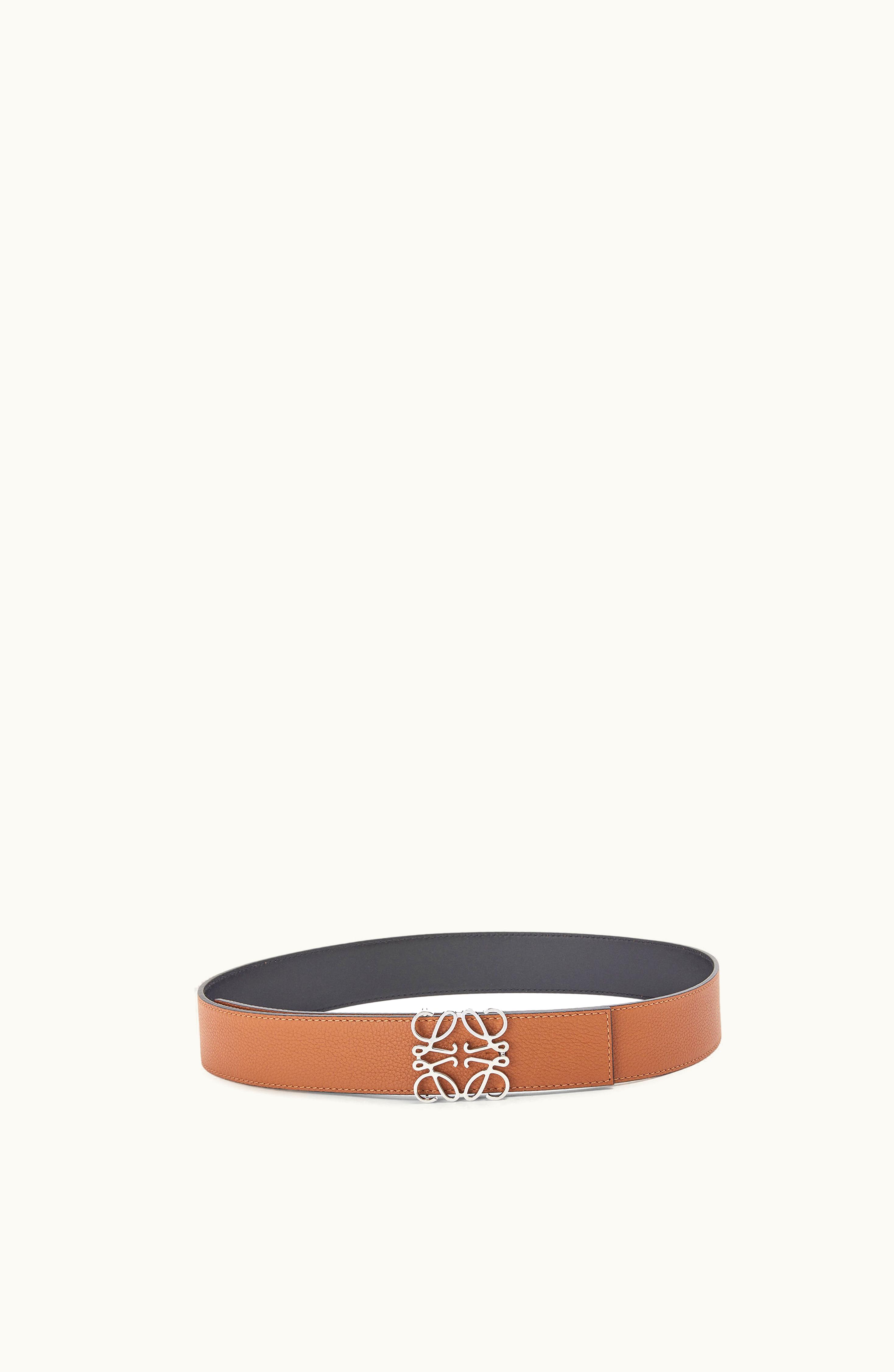 Loewe Loewe Anagram Buckle Belt In Soft Grained Calfskin And Smooth Calfskin Tan / Black / Palladium