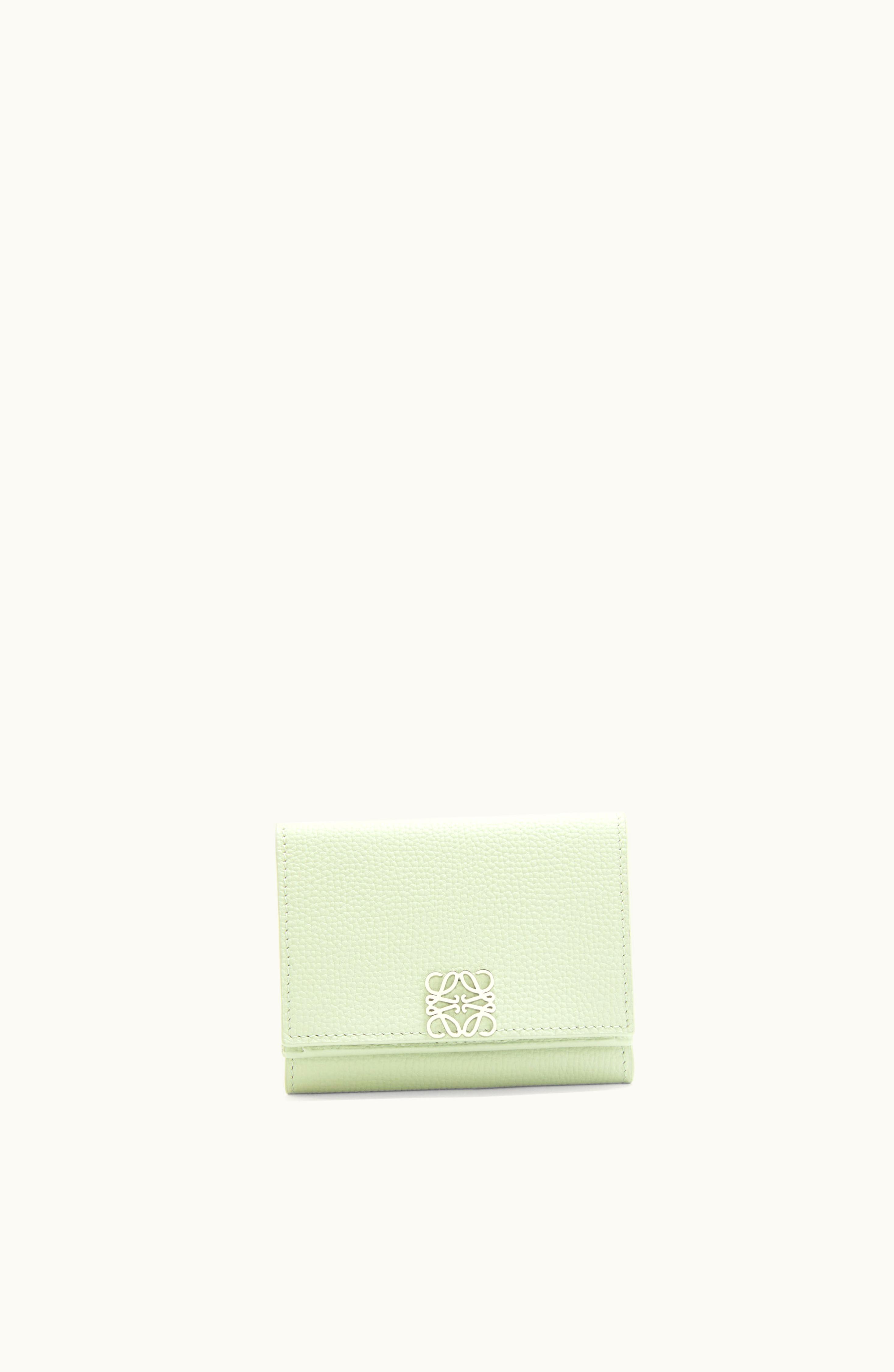 Loewe Loewe Anagram Trifold Wallet In Pebble Grain Calfskin Spring Jade