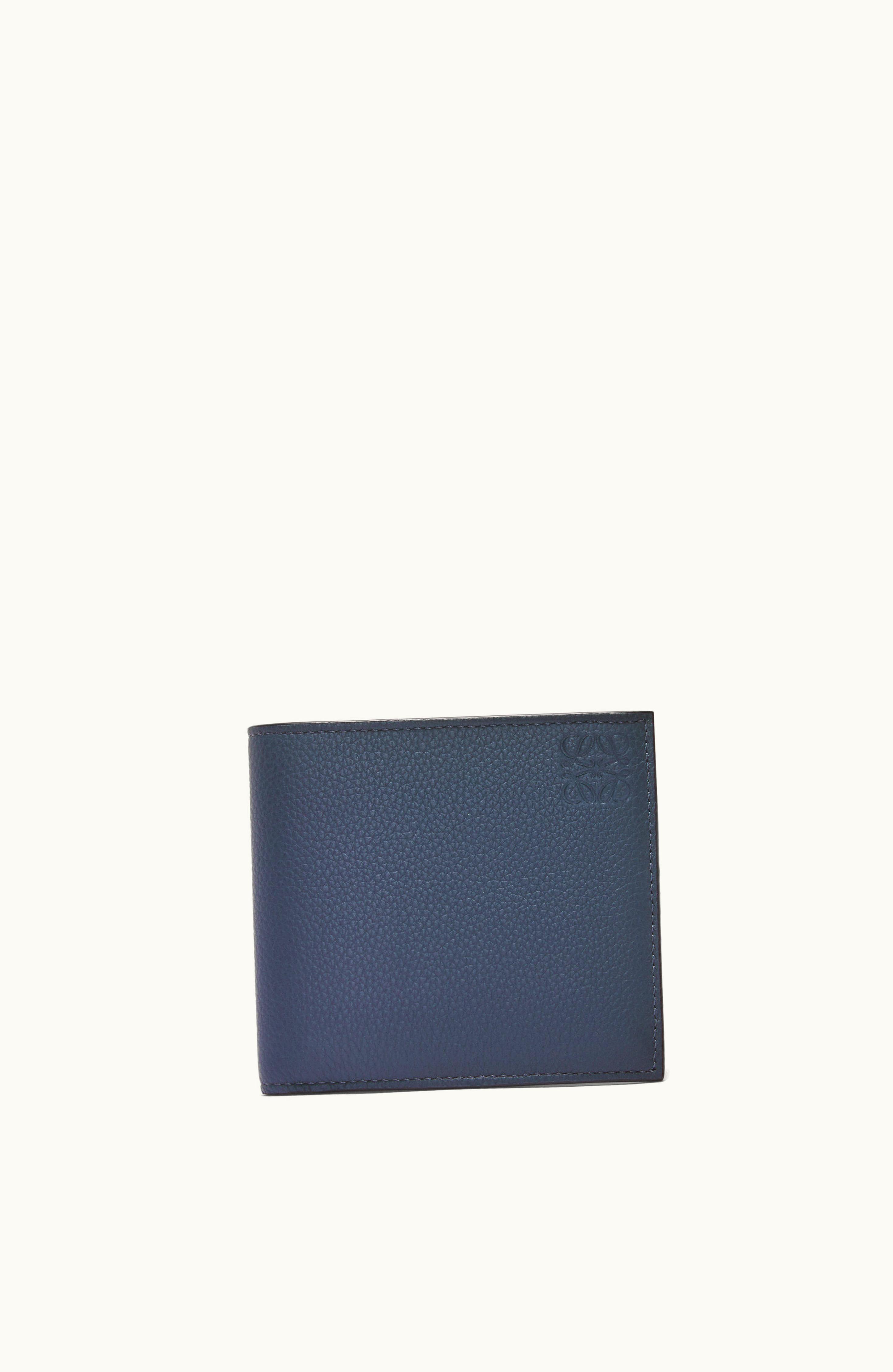 Loewe Loewe Bifold Coin Wallet In Soft Grained Calfskin Onyx Blue