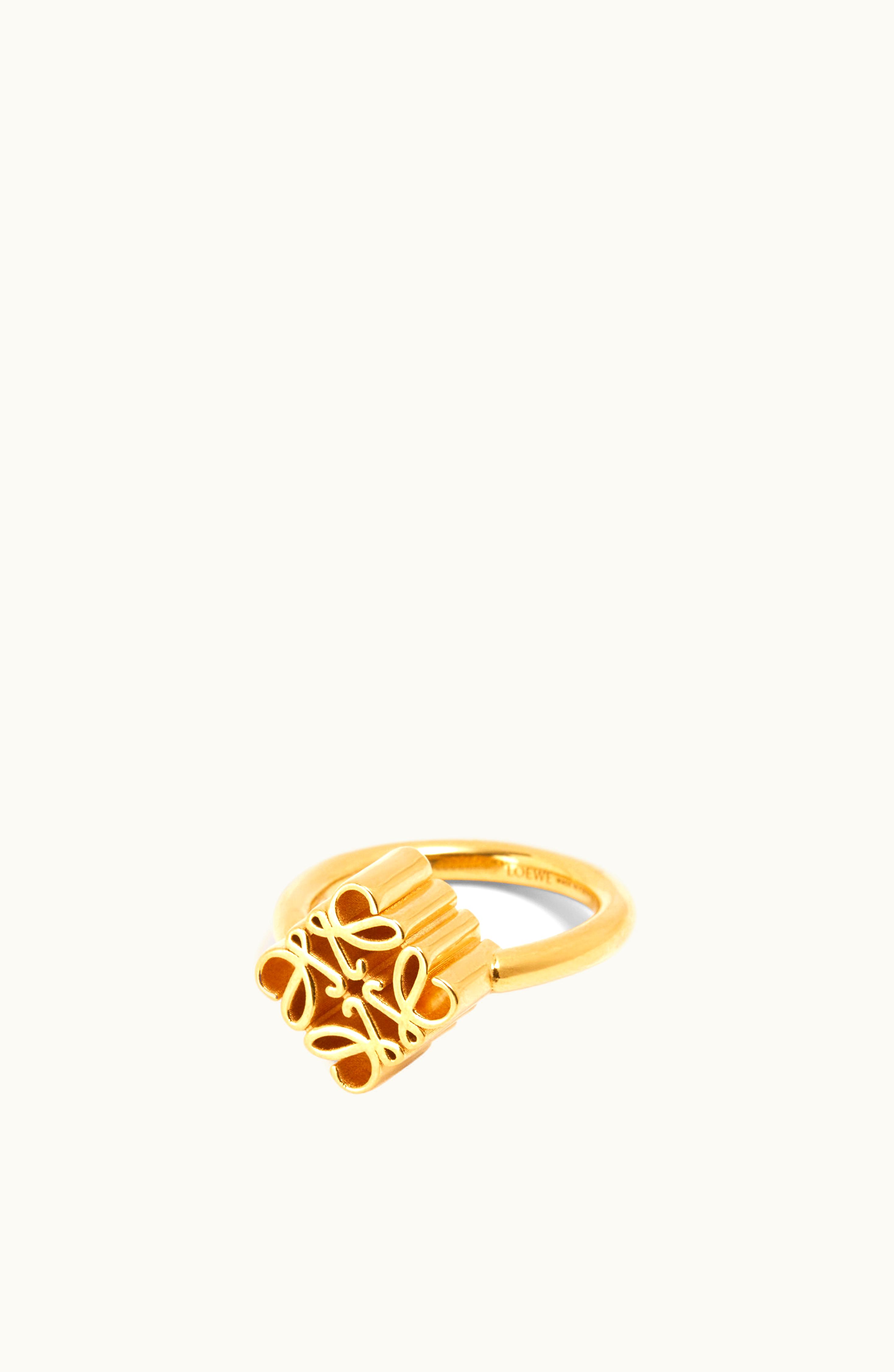 Loewe Loewe Single Anagram Ring In Sterling Silver Gold