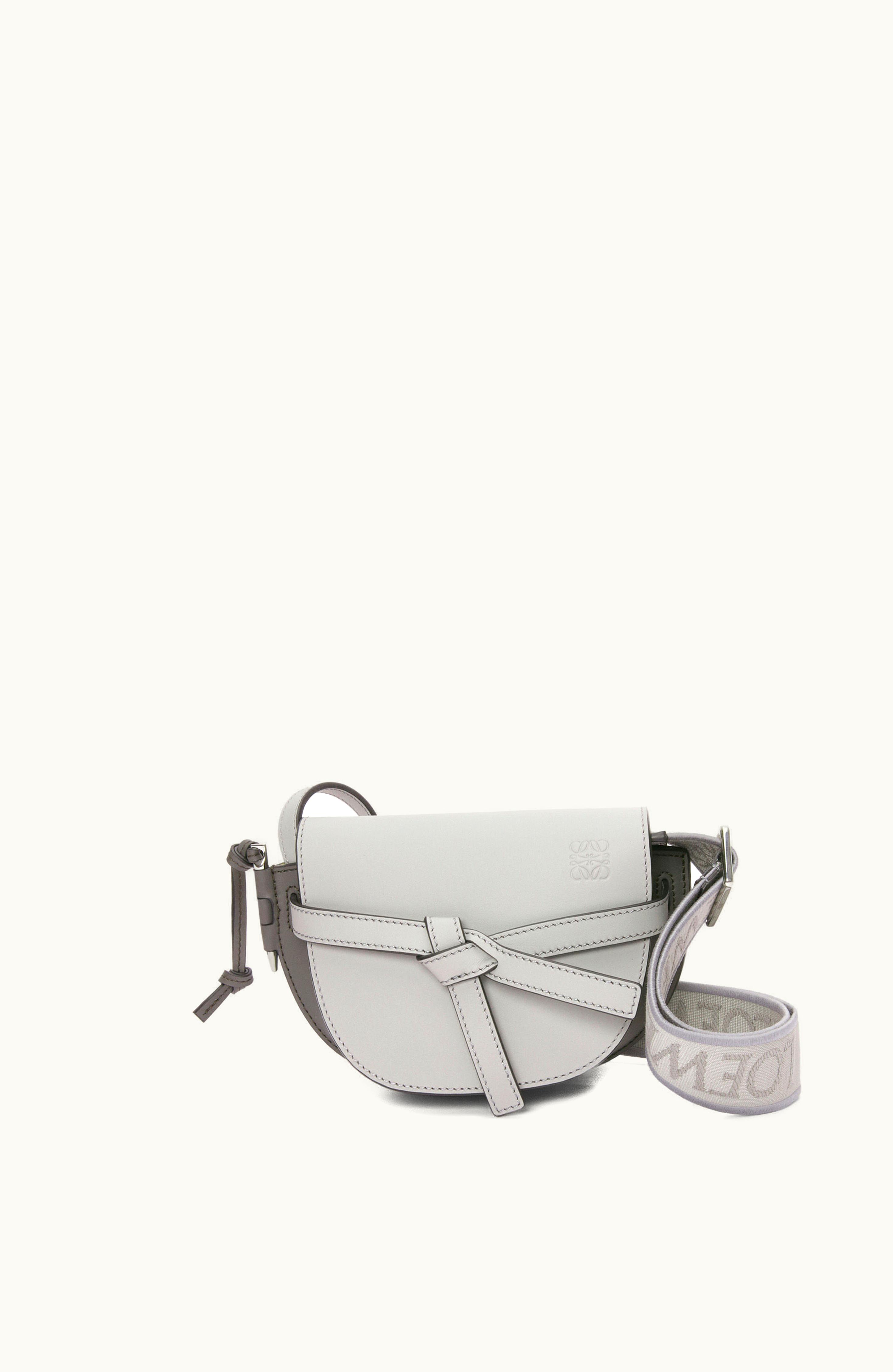 Loewe Loewe Mini Gate Dual Bag In Soft Calfskin And Jacquard Pearl Grey / Dark Grey