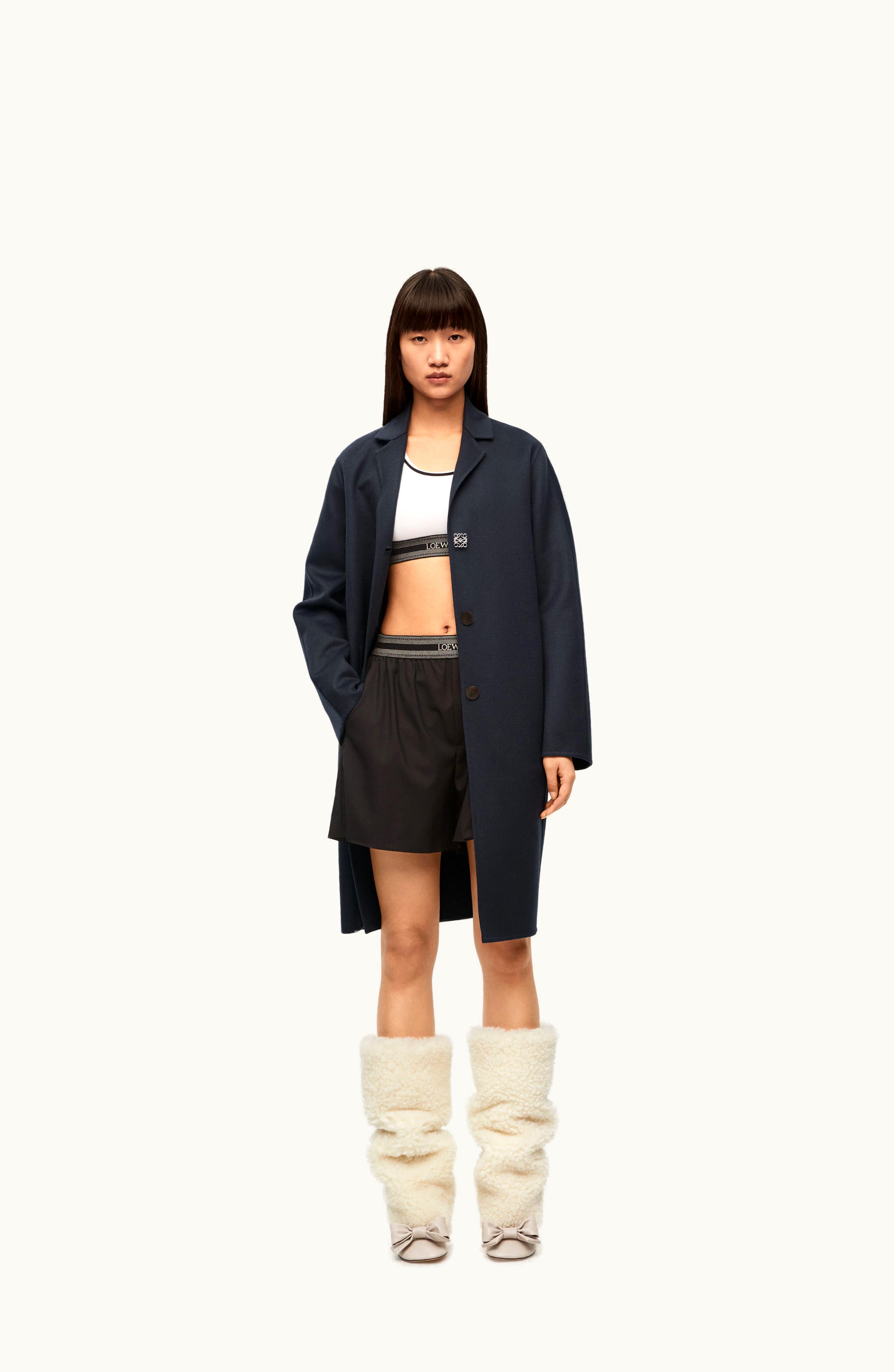 Loewe Loewe Coat In Wool And Cashmere Navy Blue