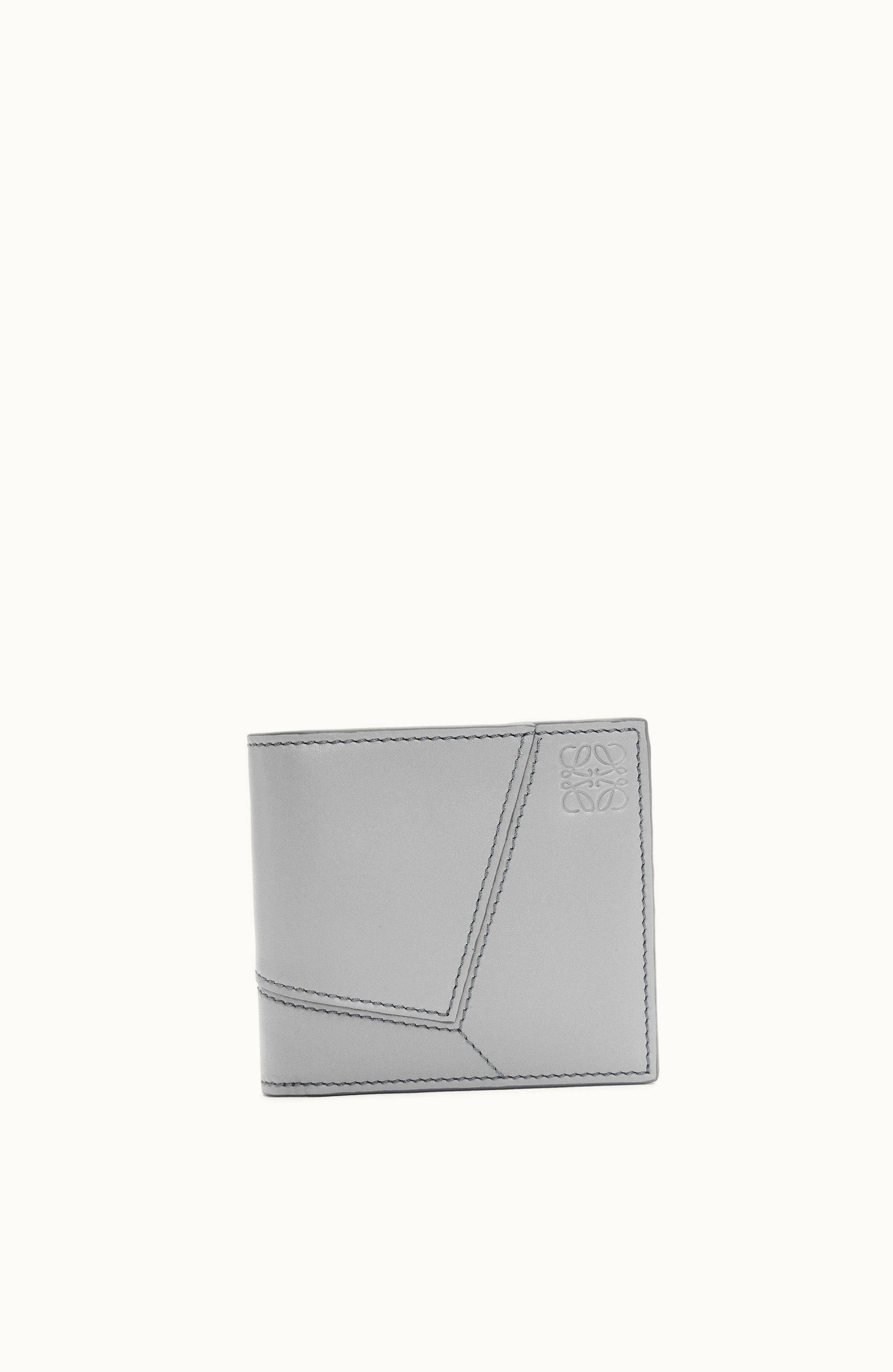 Loewe Loewe Puzzle Stitches Bifold Coin Wallet In Smooth Calfskin Asphalt Grey