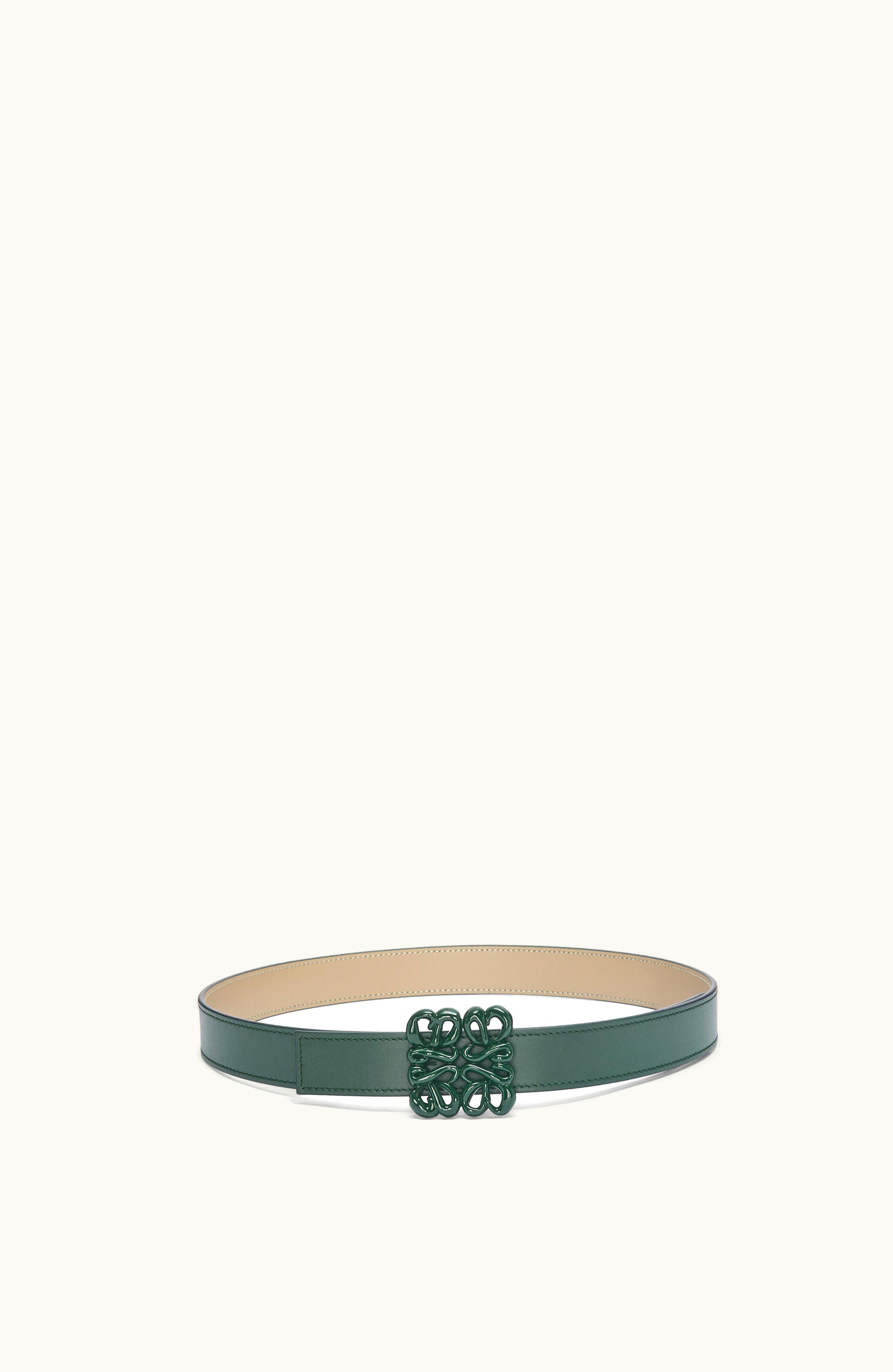 Loewe Loewe Reversible Inflated Anagram Belt In Soft Calfskin Vintage Khaki / Clay Green