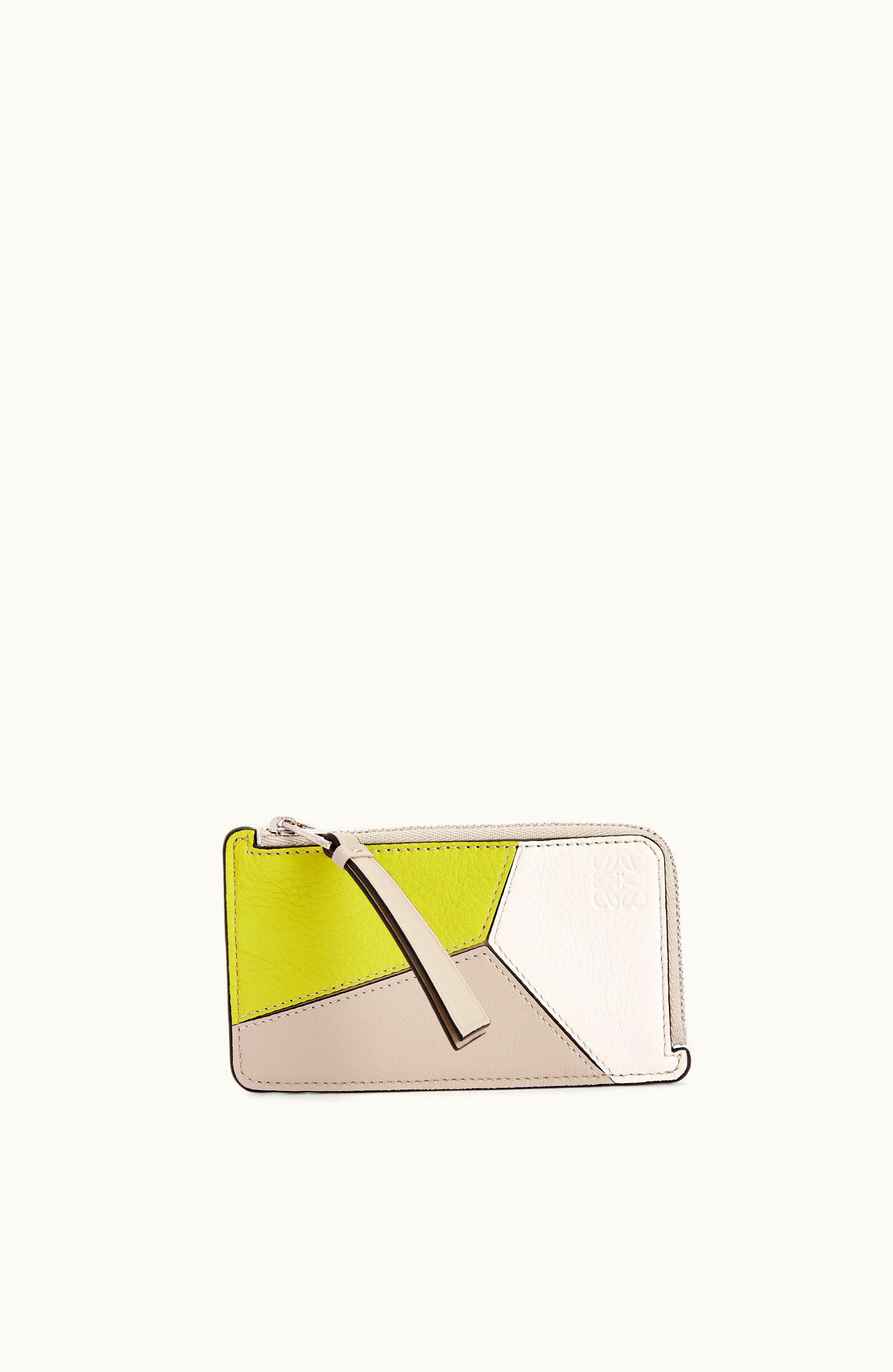 Loewe Loewe Puzzle Coin Cardholder In Classic Calfskin Lime Yellow / Light Oat