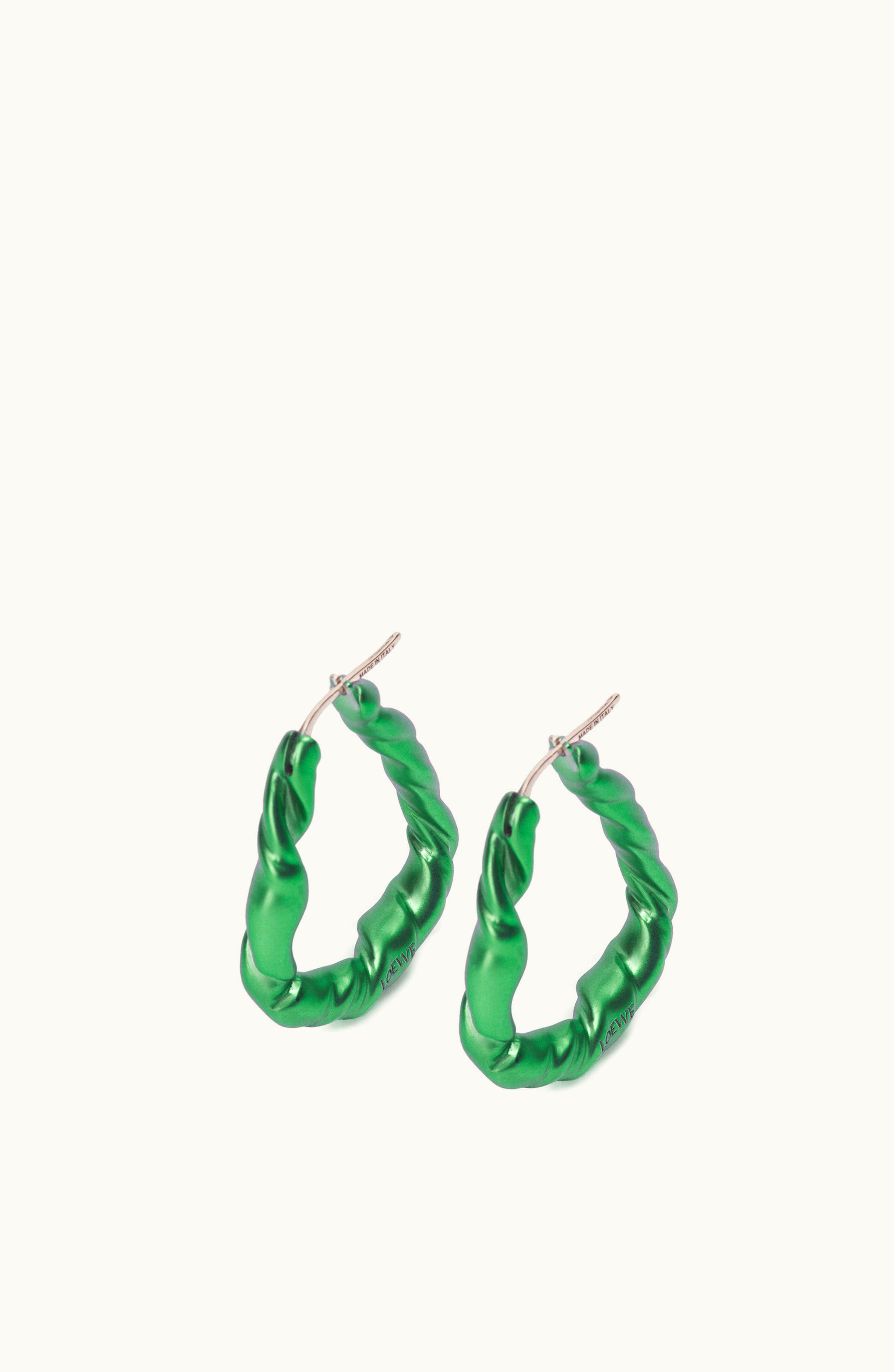 Loewe Loewe Nappa Twist Loop Earrings In Sterling Silver Dark Green