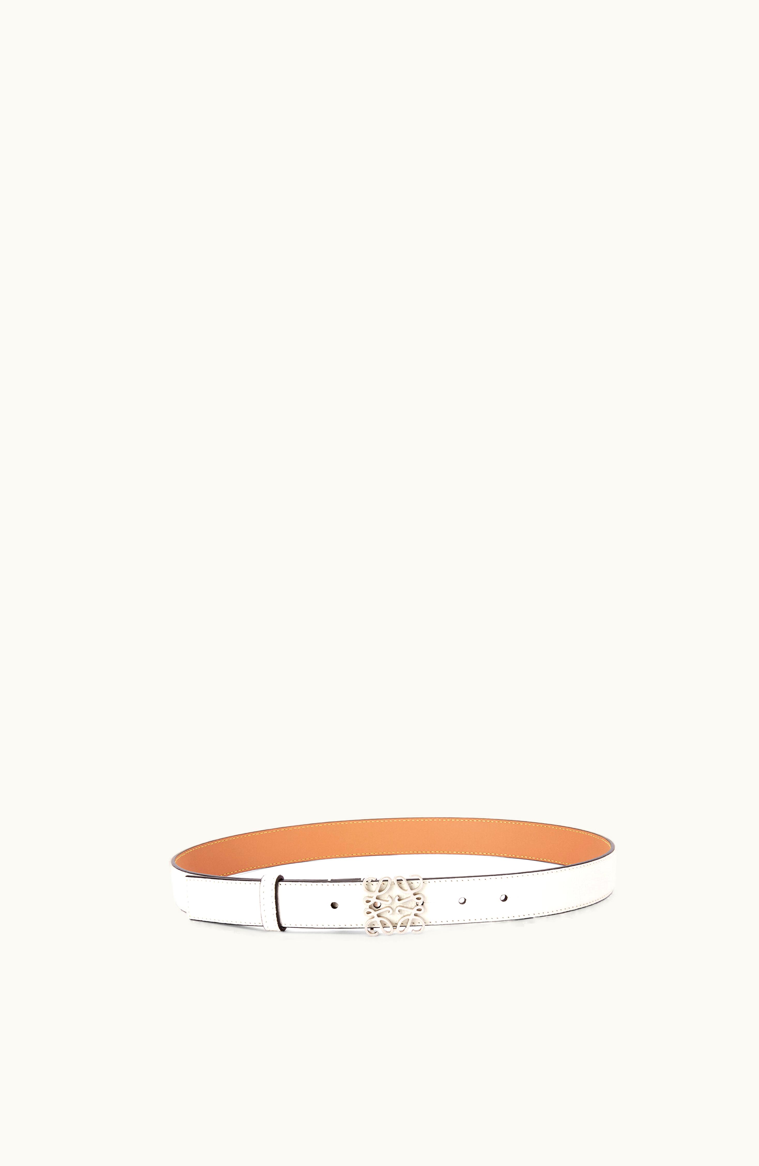 Loewe Loewe Anagram Belt In Pebble Grain Calfskin Soft White / Silver - 2.8cm Width - Five Adjustable Holes
