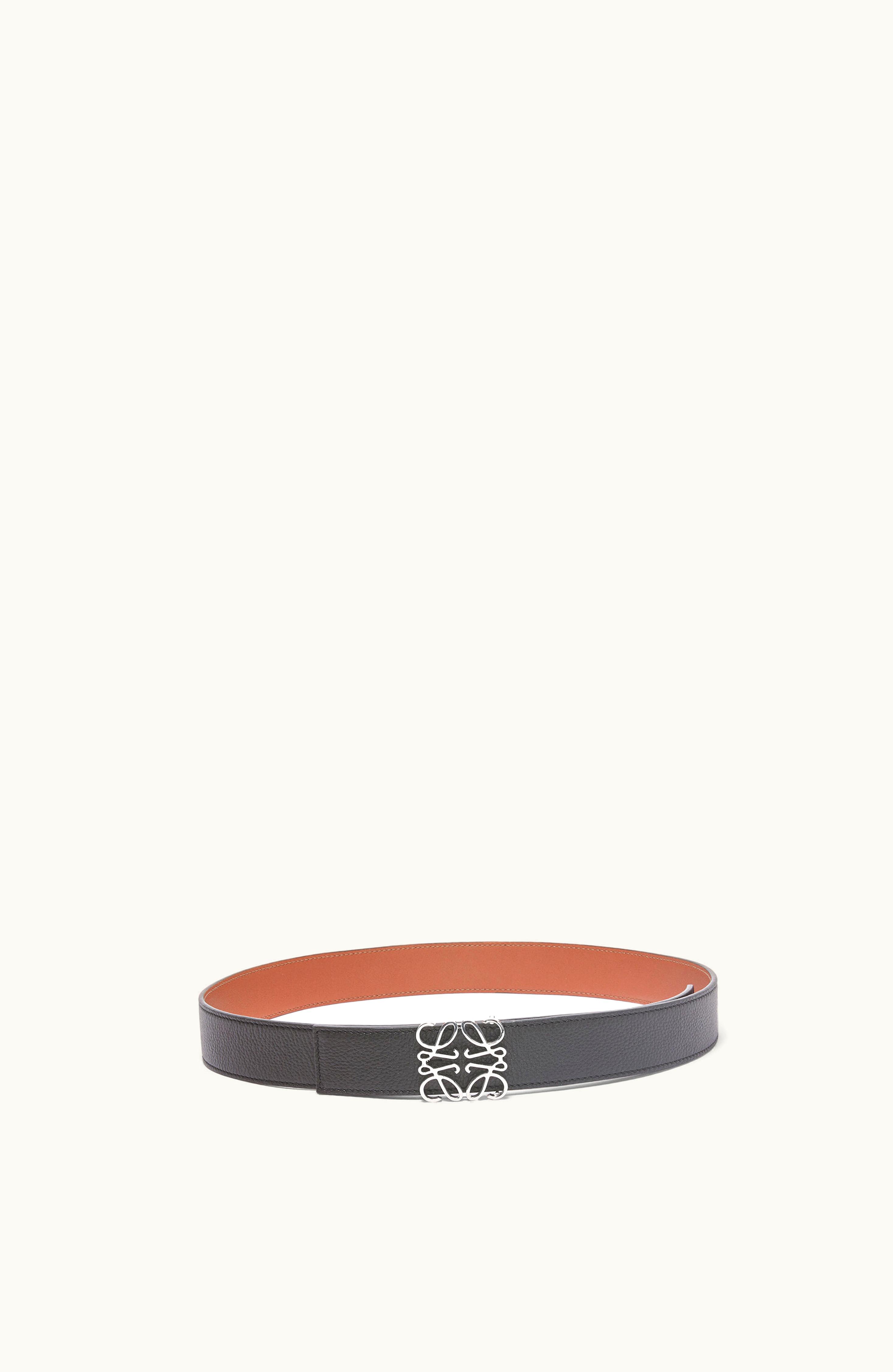 Loewe Loewe Reversible Anagram Belt In Soft Grained Calfskin And Smooth Calfskin Black / Rust / Palladium