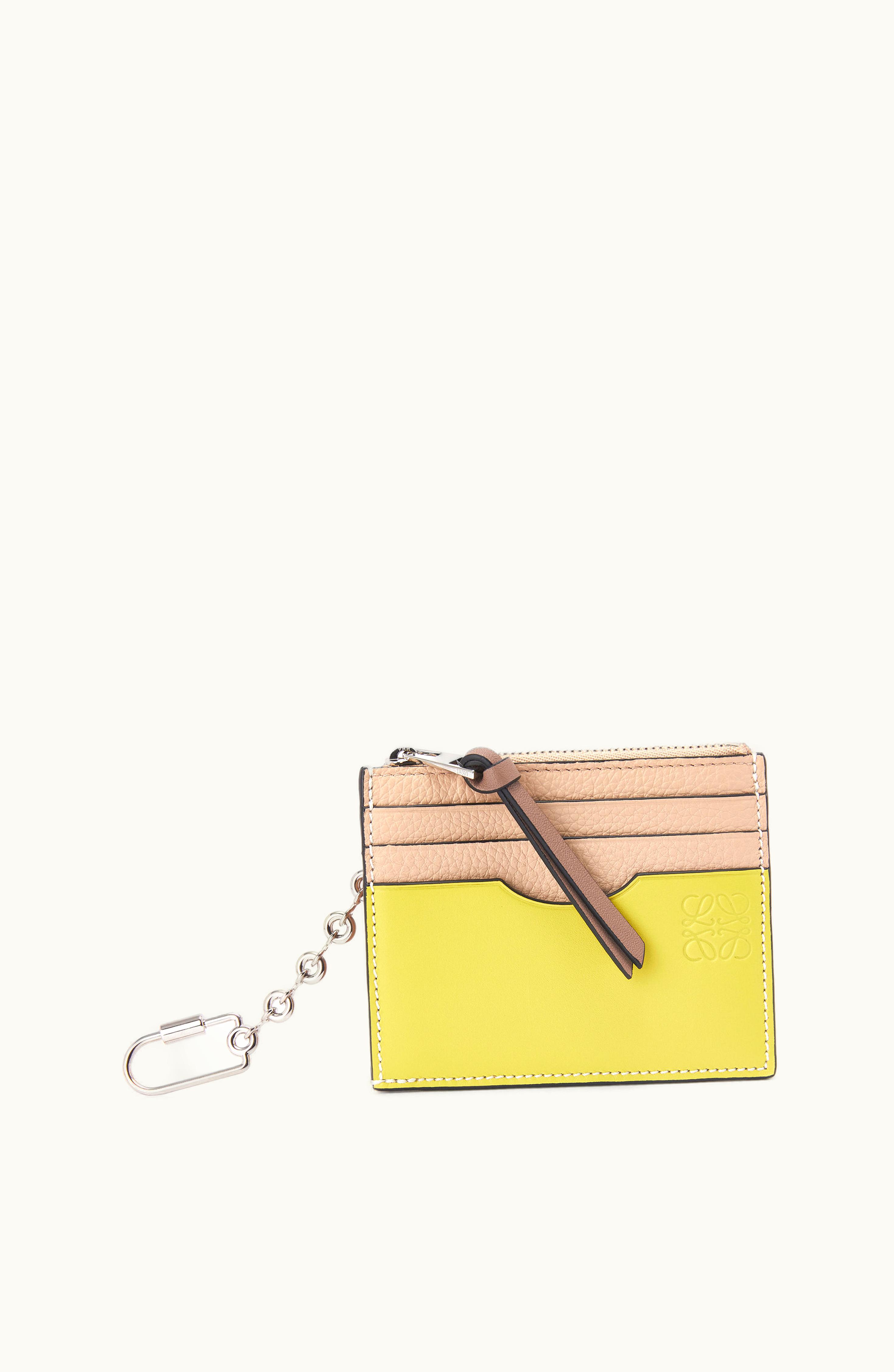 Loewe Loewe Square Cardholder In Soft Grained Calfskin With Chain Nude / Citronelle