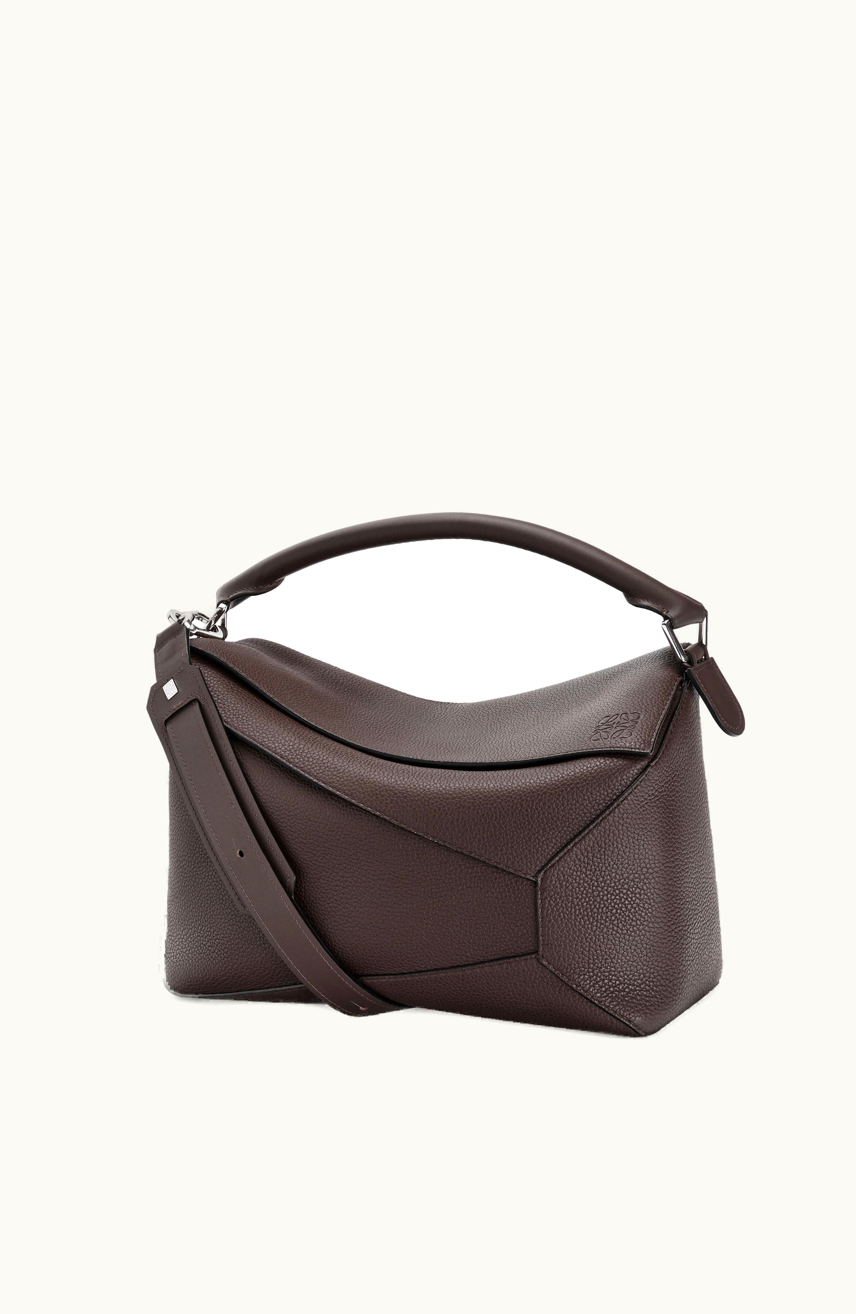 Loewe Loewe Large Puzzle Bag In Grained Calfskin Chocolate