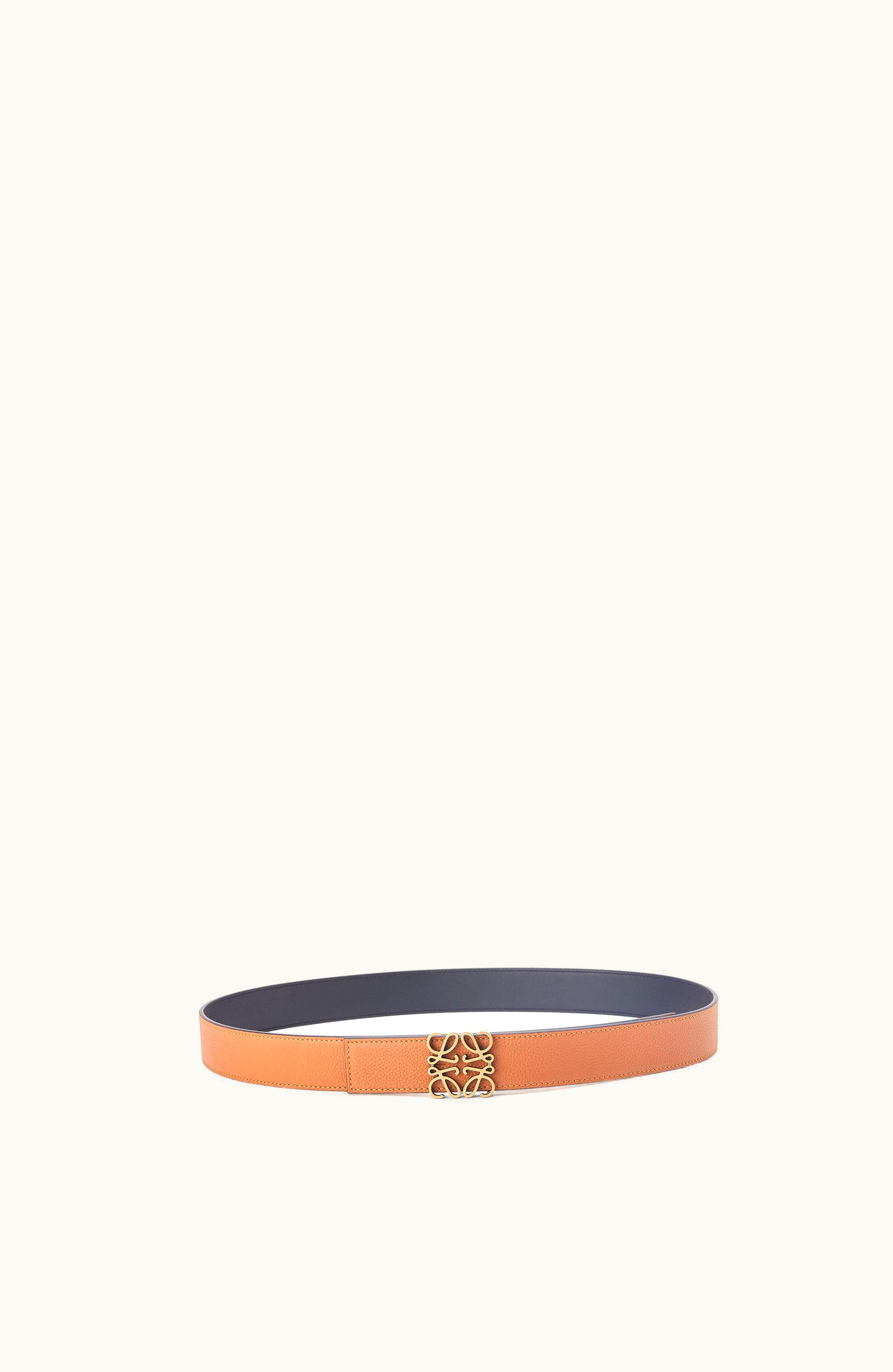 Loewe Loewe Anagram Reversible Belt In Soft Grained Calfskin And Smooth Calfskin Tan / Black / Old Gold