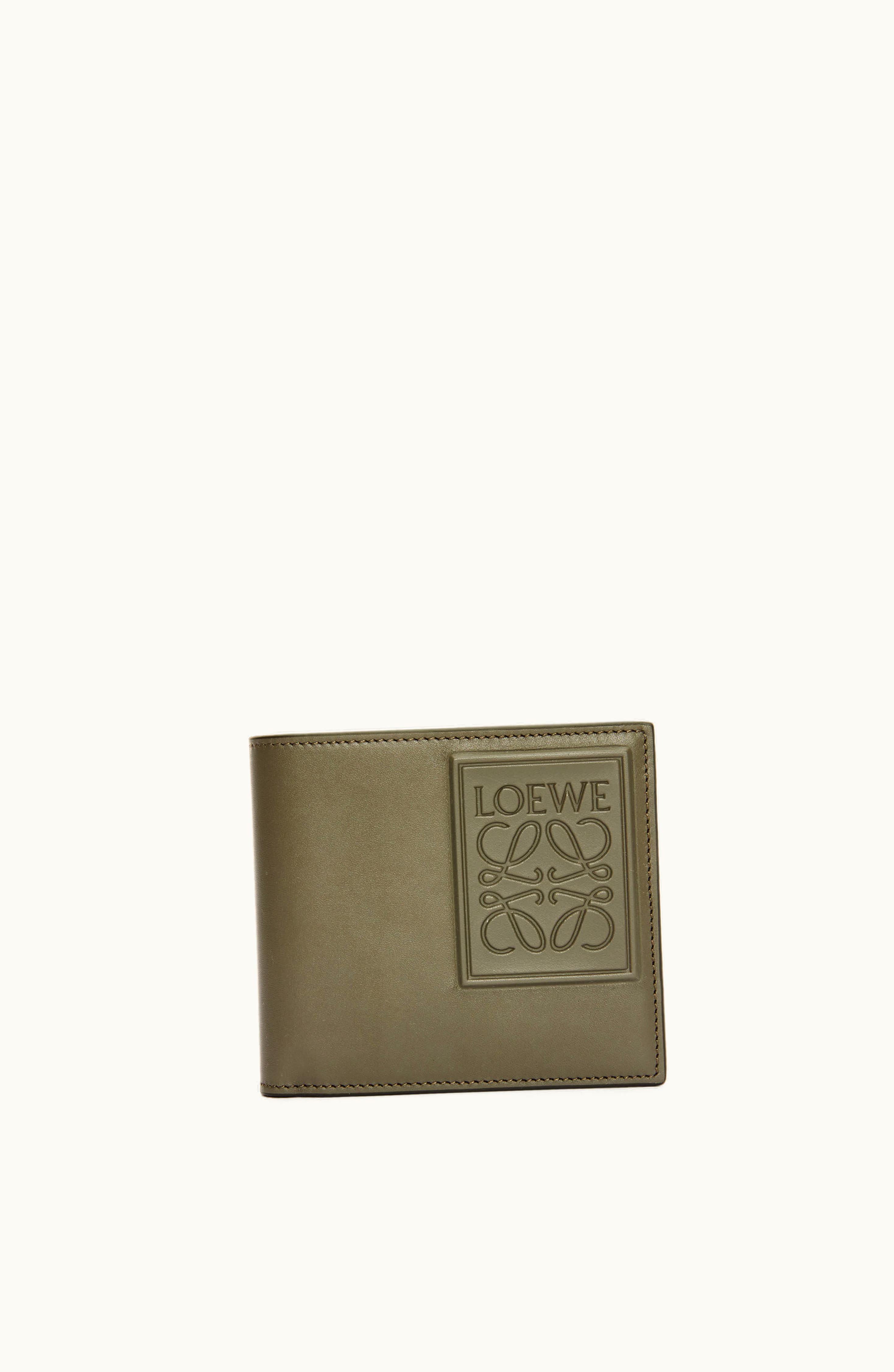Loewe Loewe Bifold Wallet In Satin Calfskin Khaki Green