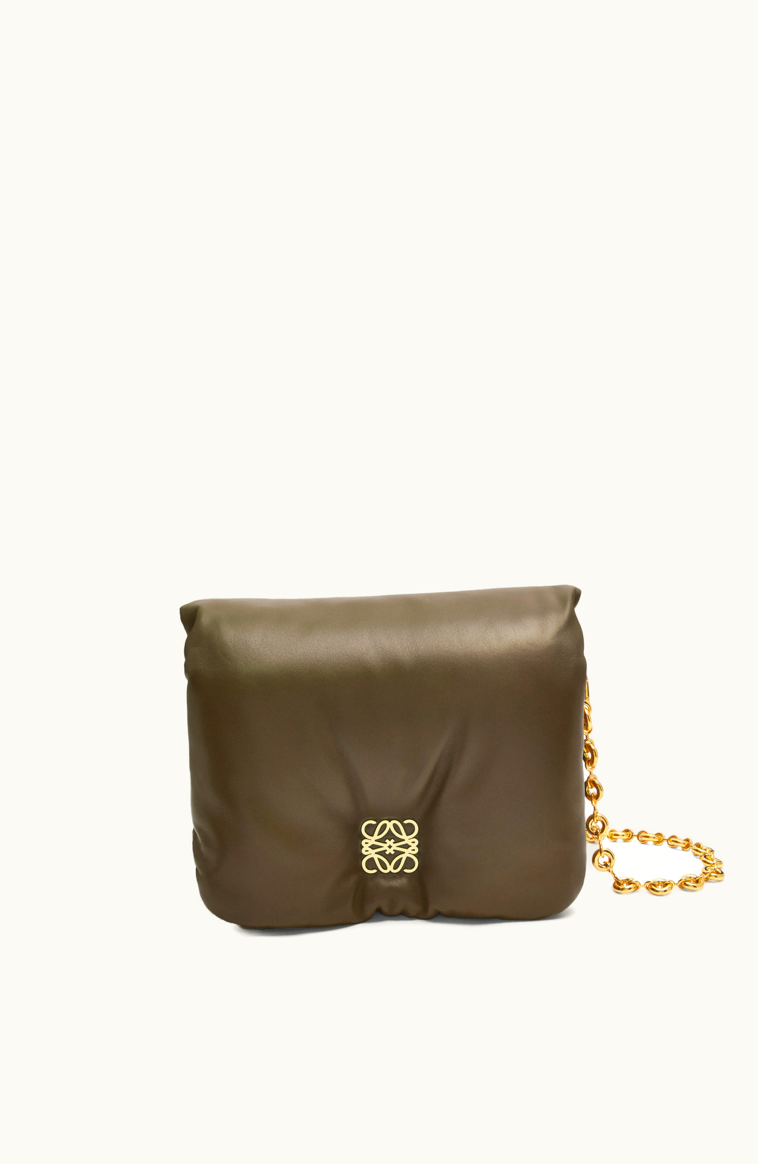 Loewe Loewe Puffer Goya Bag In Shiny Nappa Lambskin Dark Khaki Green
